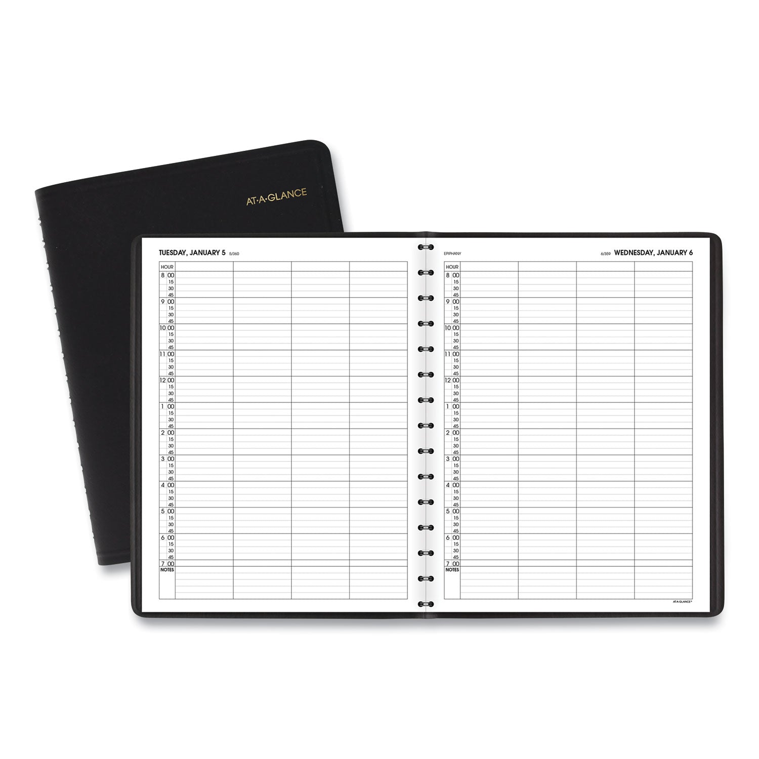 Four-Person Group Daily Appointment Book, 11 x 8, Black Cover, 12-Month (Jan to Dec): 2024 -
