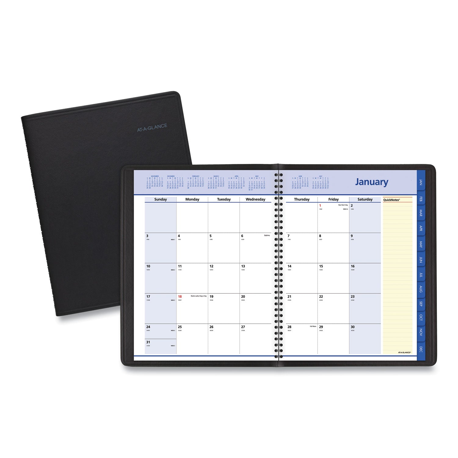 QuickNotes Monthly Planner, 11 x 8.25, Black Cover, 12-Month (Jan to Dec): 2024 -