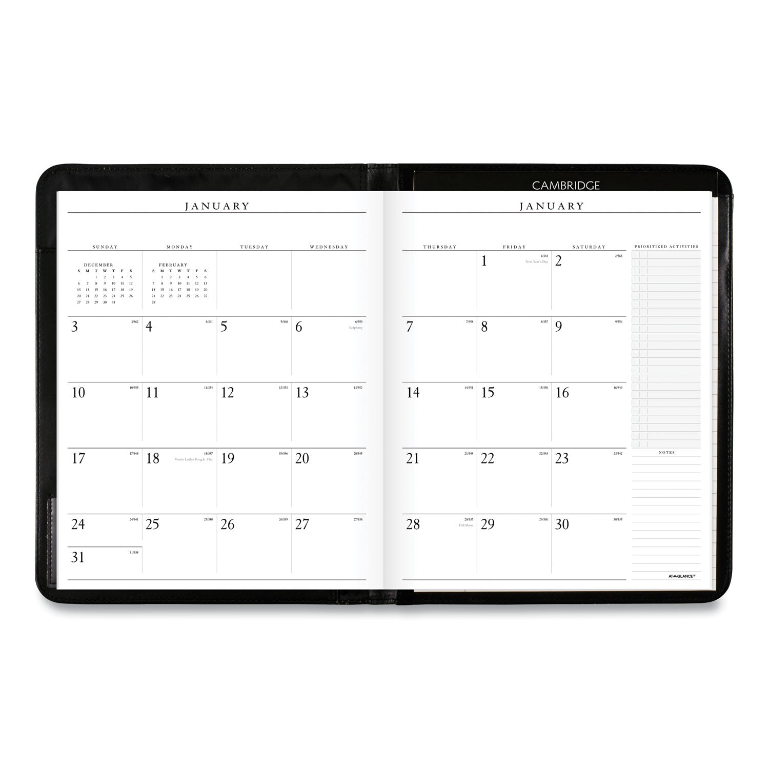 Executive Monthly Padfolio, 11 x 9, Black Cover, 13-Month (Jan to Jan): 2024 to 2025 -