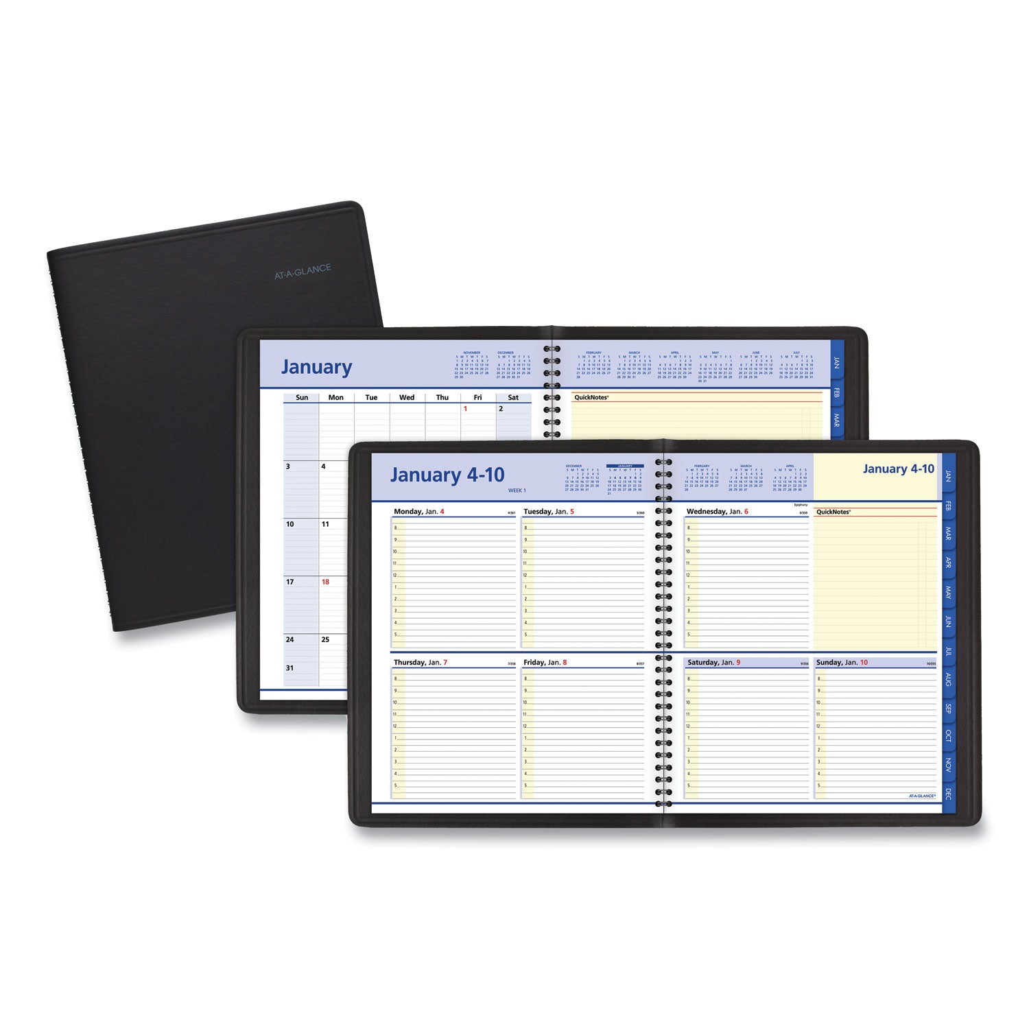 At-A-Glance QuickNotes Appointment Book Planner - Large Size - Julian Dates - Weekly, Monthly - 12 Month - January 2024 - December 2024 - 8:00 AM to 5:00 PM - Hourly - 1 Week, 1 Month Double Page Layout - 8" x 10" White Sheet - Wire Bound - Simulated - 1