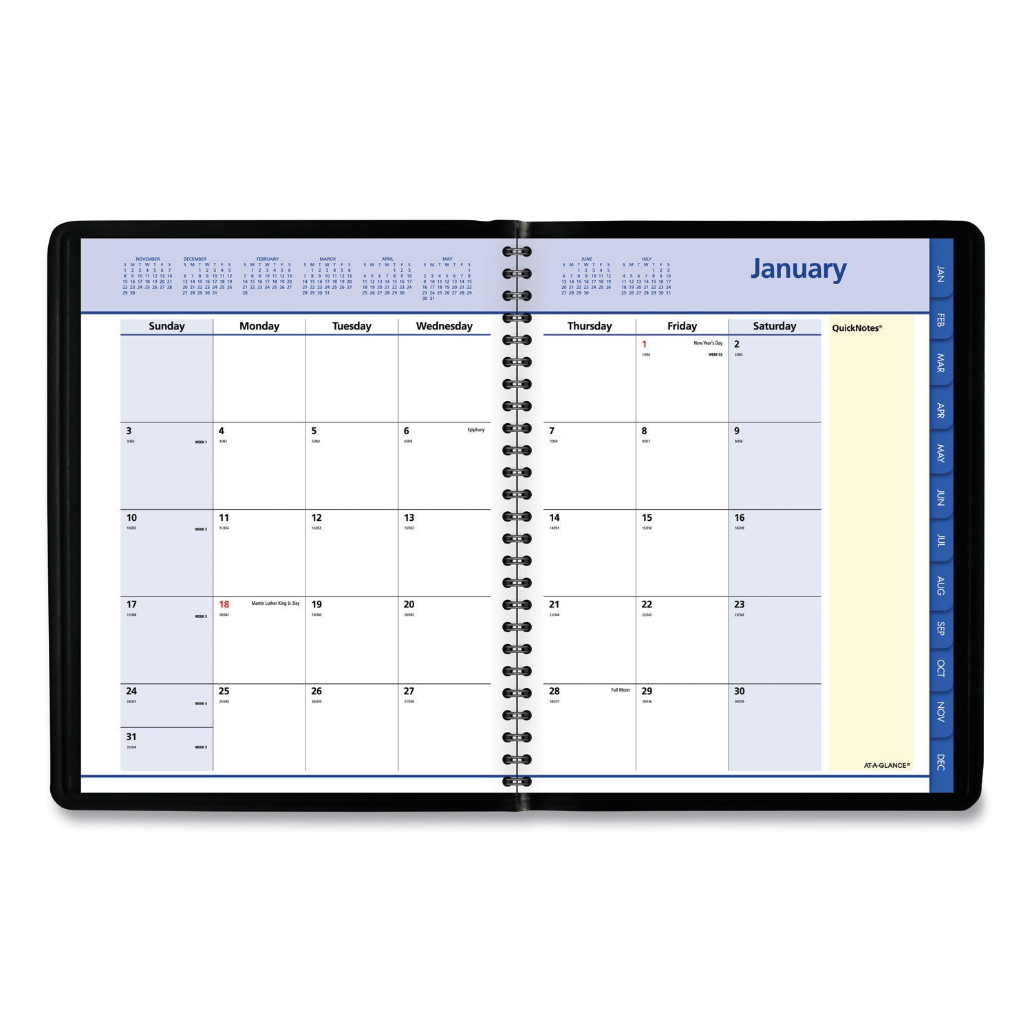 QuickNotes Monthly Planner, 8.75 x 7, Black Cover, 12-Month (Jan to Dec): 2024 -