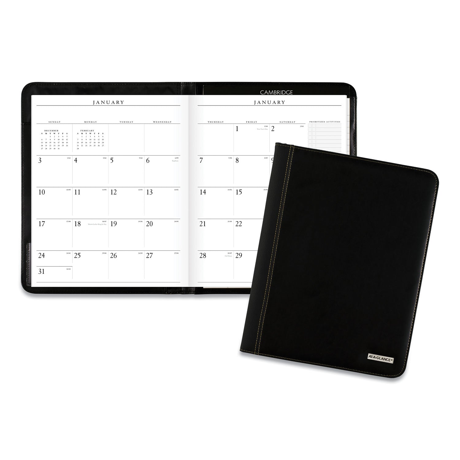 Executive Monthly Padfolio, 11 x 9, Black Cover, 13-Month (Jan to Jan): 2024 to 2025 -