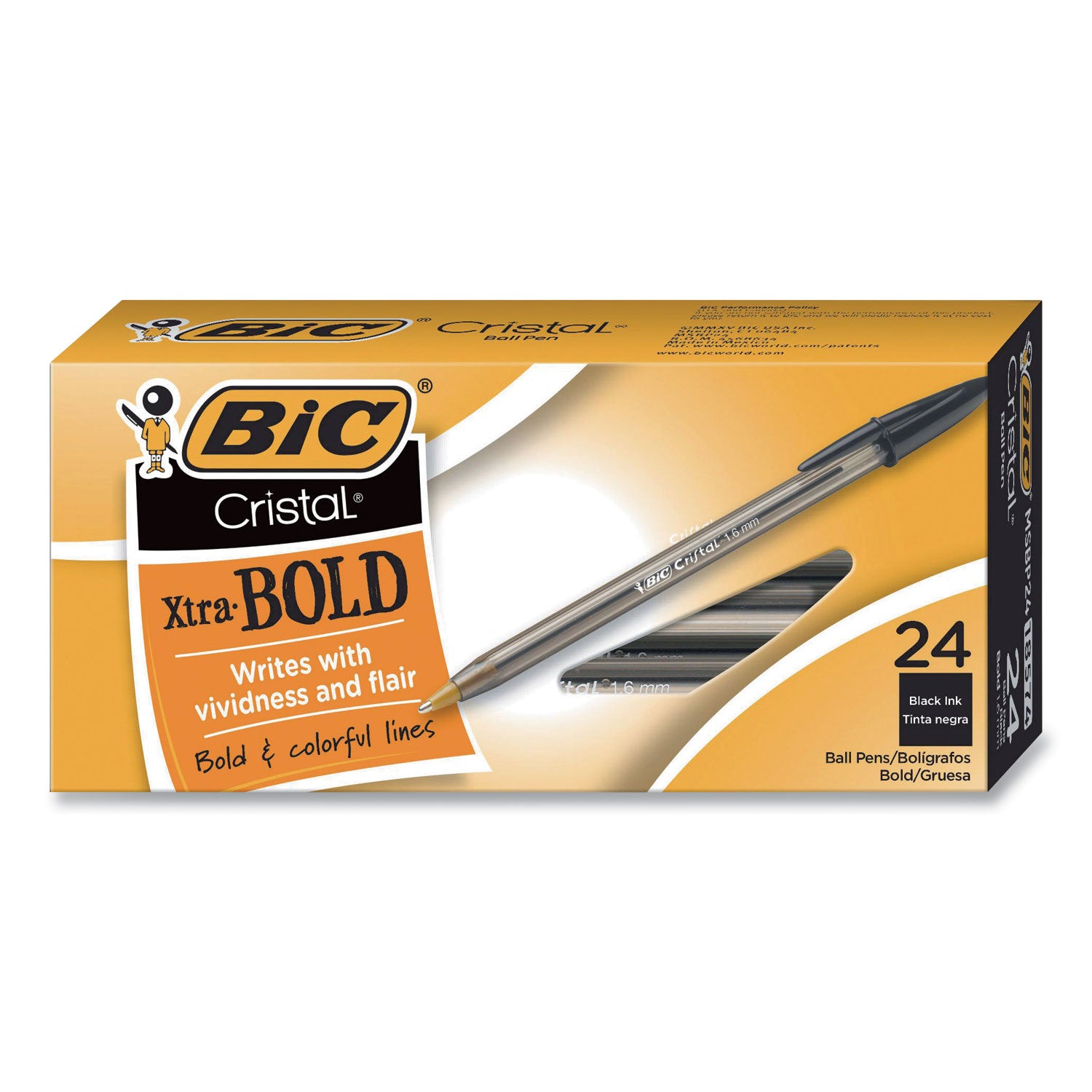 cristal-xtra-bold-ballpoint-pen-stick-bold-16-mm-black-ink-clear-barrel-24-pack_bicmsbp241blk - 2