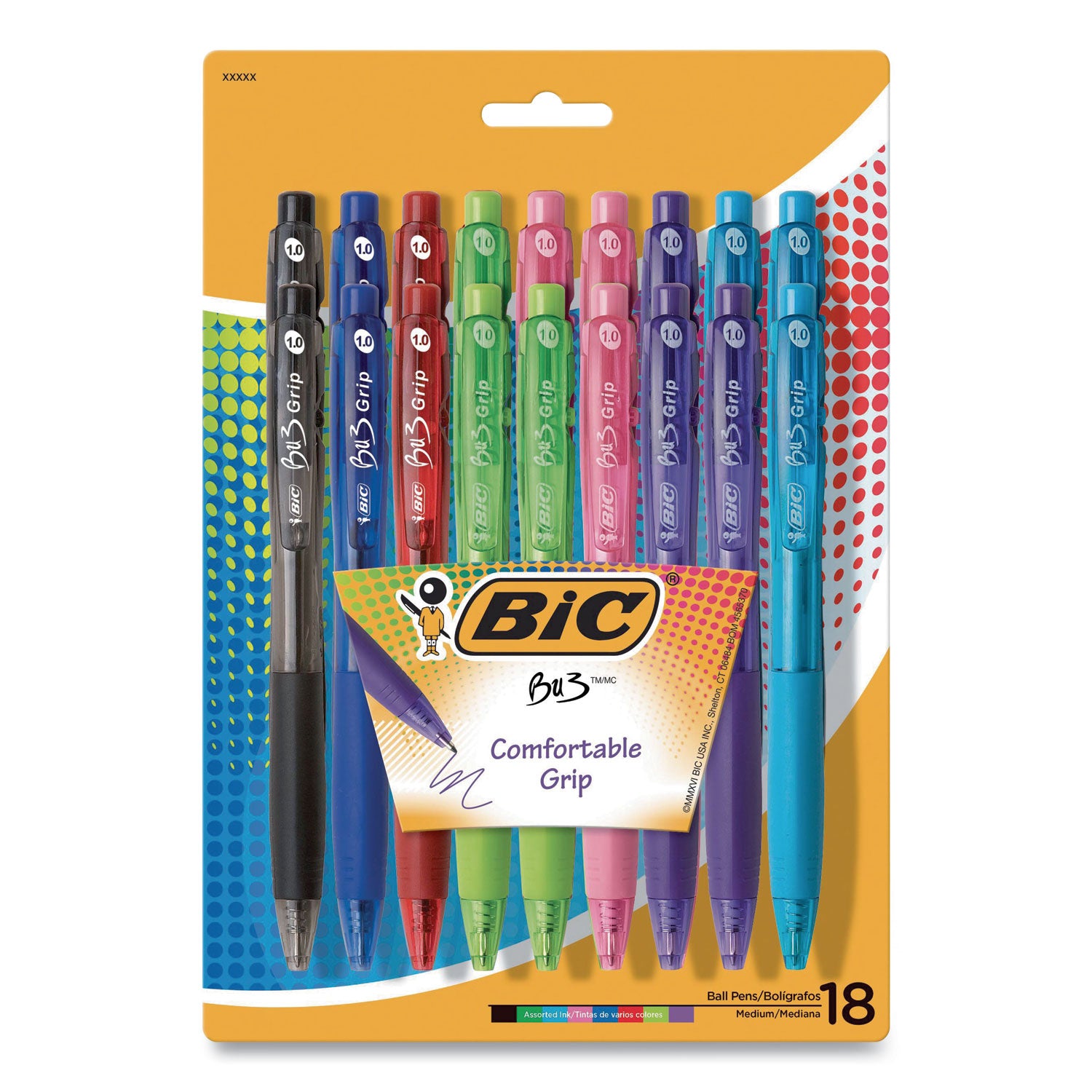 bu3-ballpoint-pen-retractable-medium-1-mm-assorted-fashion-ink-and-barrel-colors-18-pack_bicwx7st272ast - 1