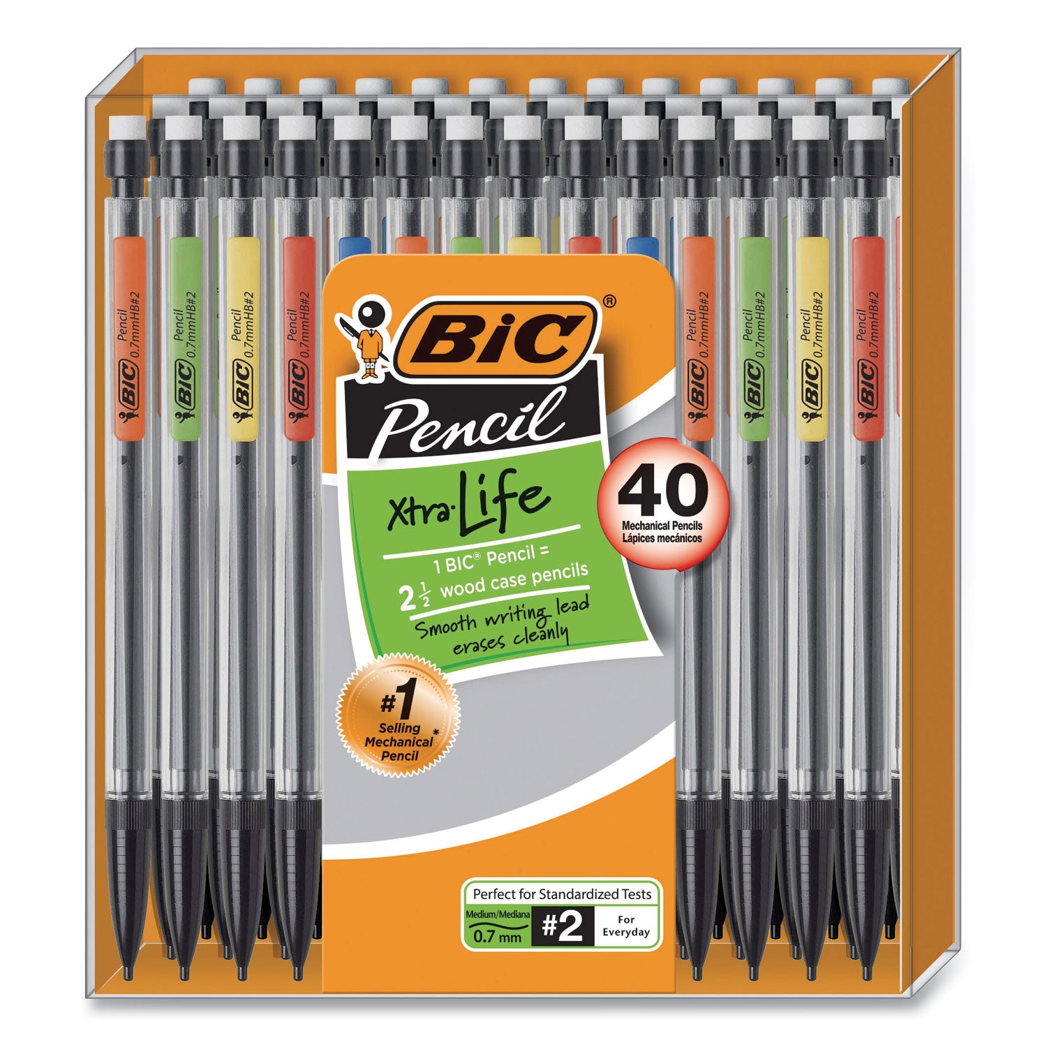 xtra-smooth-mechanical-pencil-07-mm-hb-#2-black-lead-clear-barrel-40-pack_bicmpp40mjblk - 1