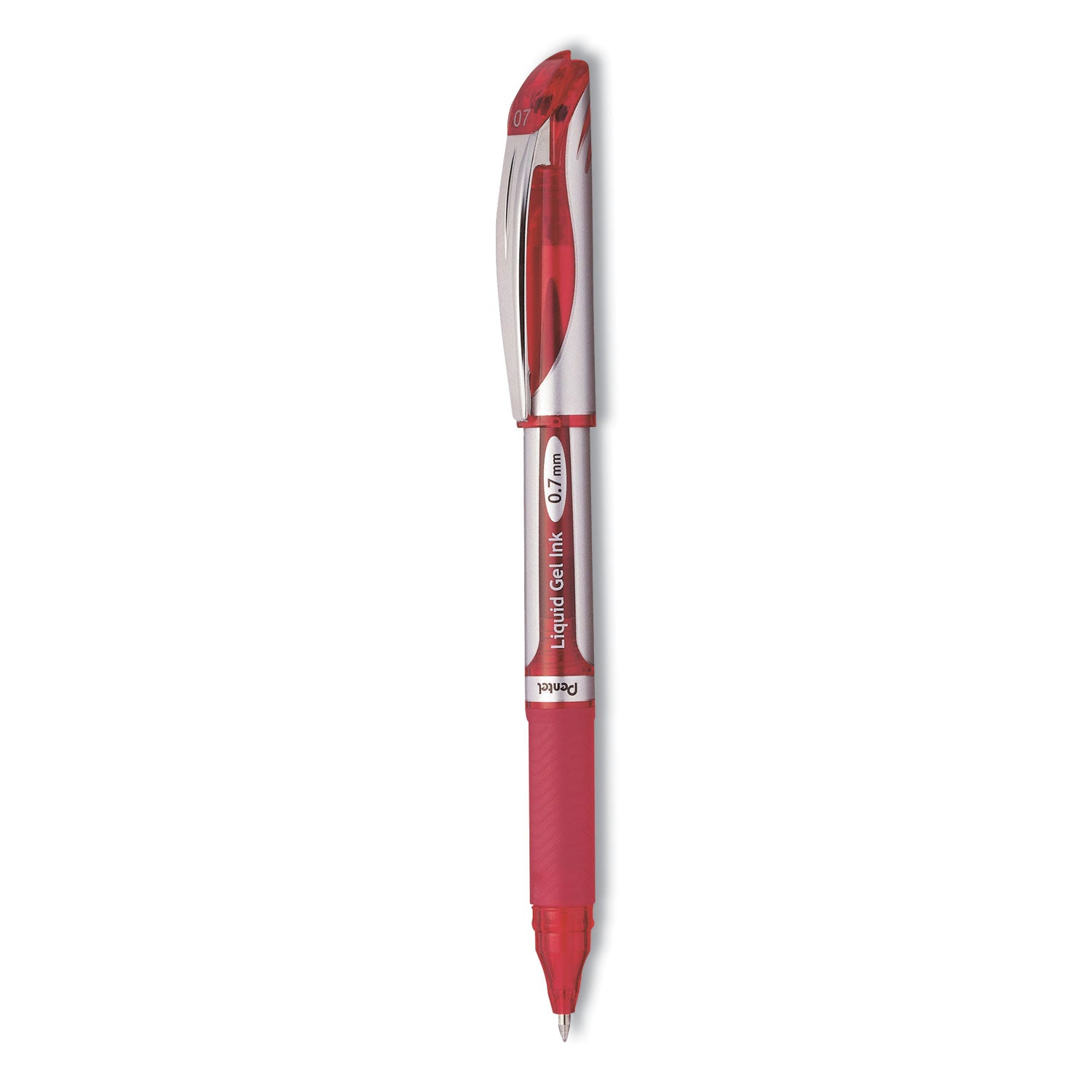 energel-deluxe-gel-pen-stick-medium-07-mm-red-ink-silver-red-barrel-dozen_penbl57bdz - 1