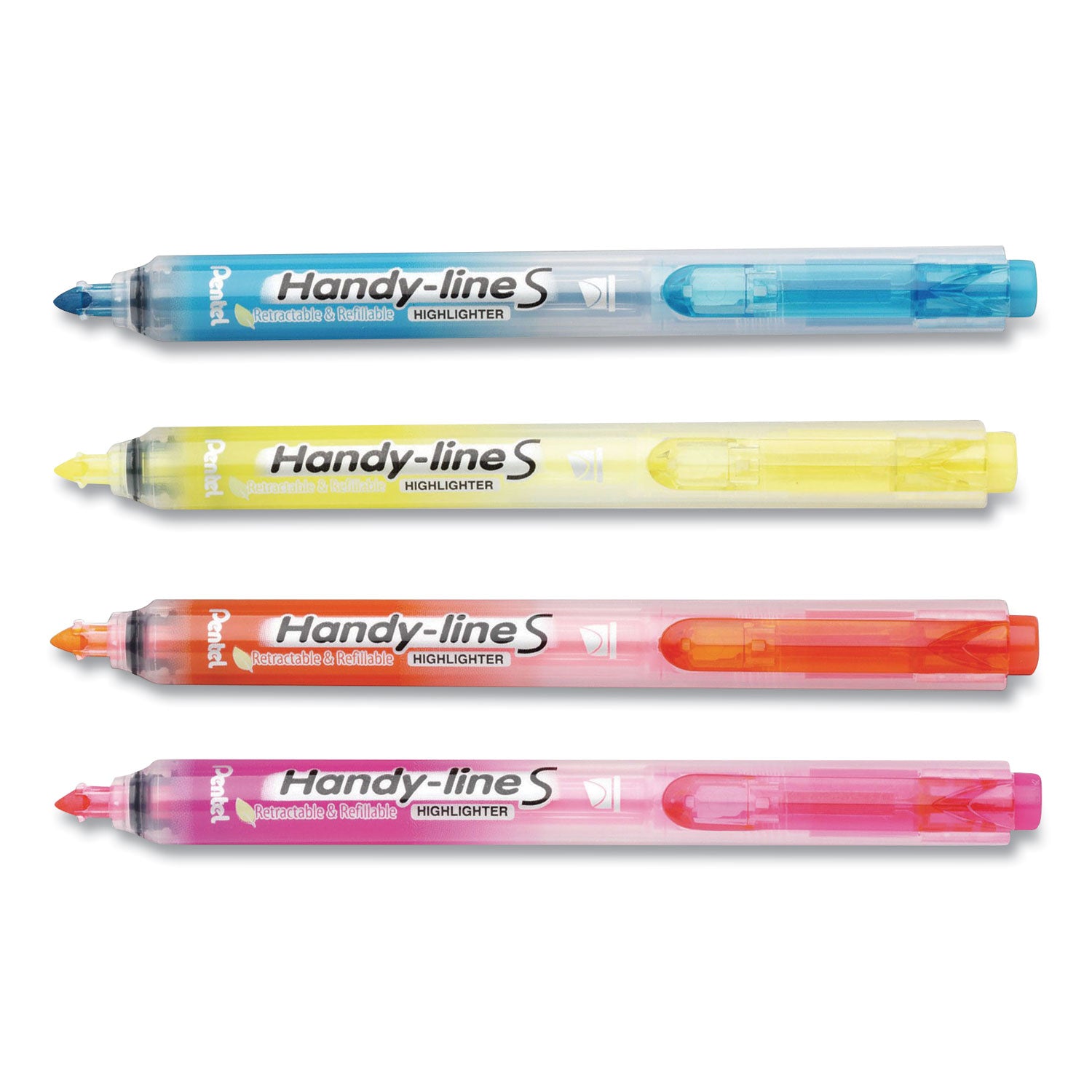 ultra-slim-handy-line-s-retractable-refillable-highlighters-assorted-ink-colors-chisel-tip-assorted-barrel-colors-4-pk_pensxs15bps4m - 1