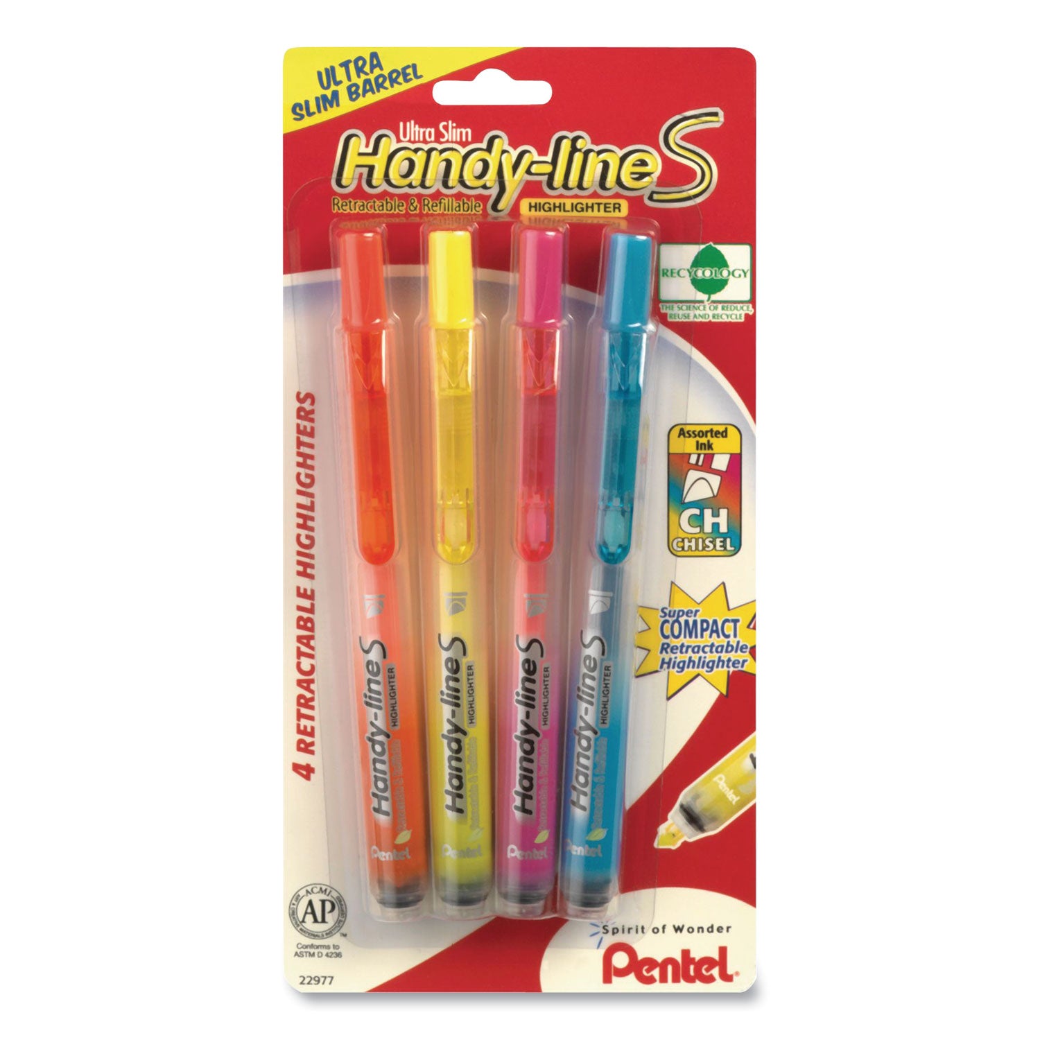 ultra-slim-handy-line-s-retractable-refillable-highlighters-assorted-ink-colors-chisel-tip-assorted-barrel-colors-4-pk_pensxs15bps4m - 2