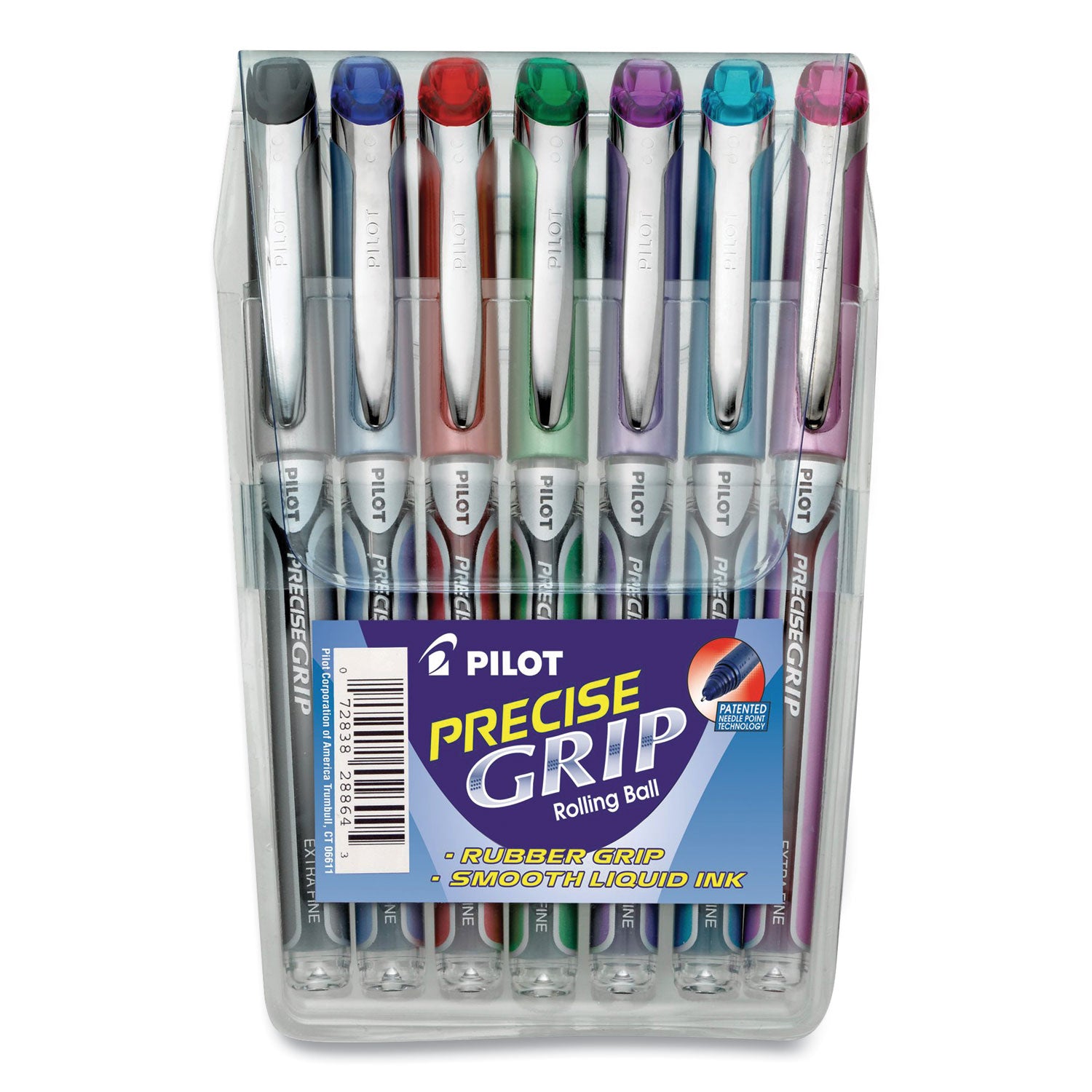 Precise Grip Roller Ball Pen, Stick, Extra-Fine 0.5 mm, Assorted Ink and Barrel Colors, 7/Pack -