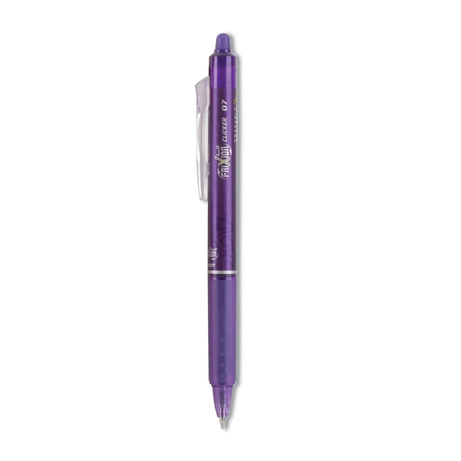 FriXion Clicker Erasable Gel Pen, Retractable, Fine 0.7 mm, Purple Ink, Purple Barrel, Dozen -
