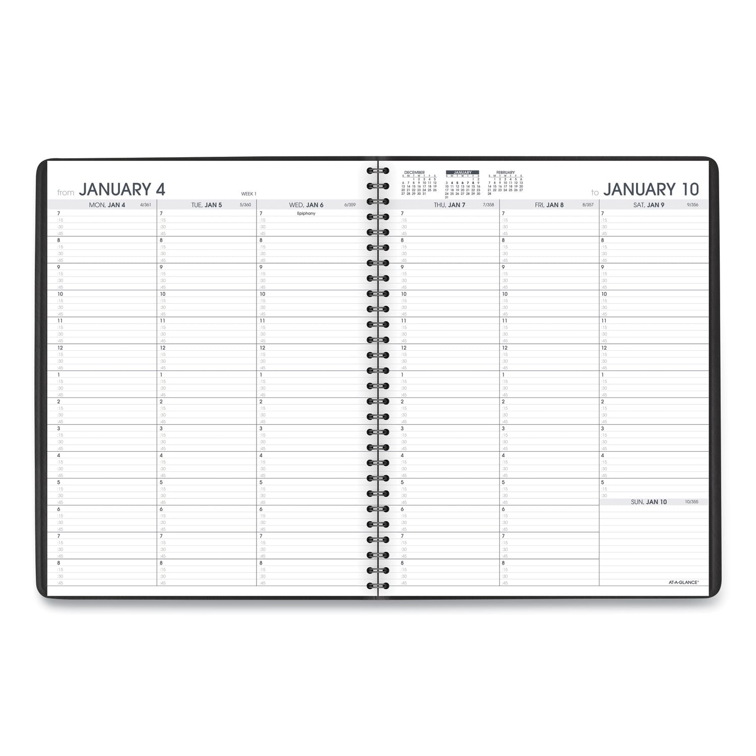 Weekly Appointment Book, 11 x 8.25, Black Cover, 13-Month (Jan to Jan): 2024 to 2025 -