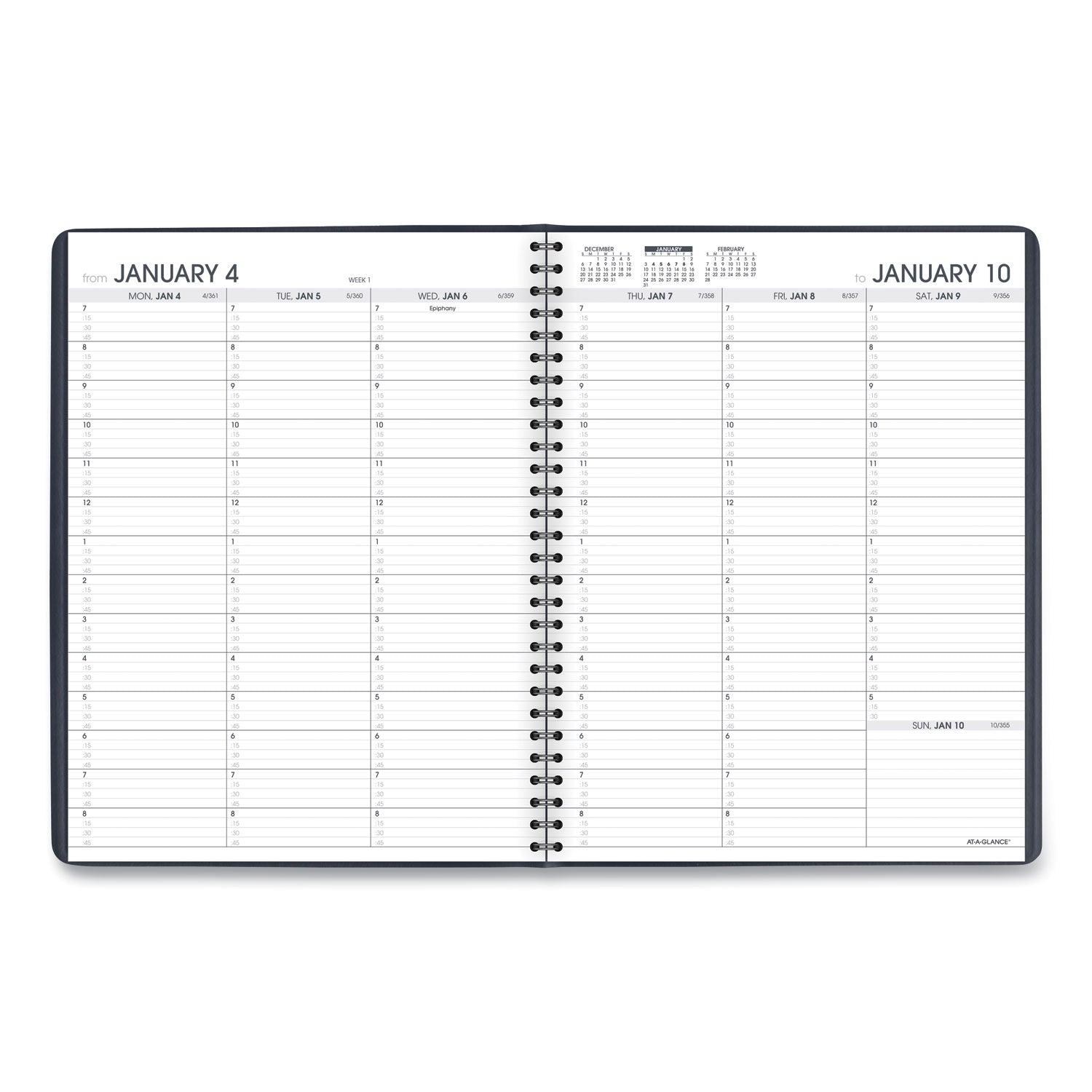 Weekly Appointment Book, 11 x 8.25, Navy Cover, 13-Month (Jan to Jan): 2024 to 2025 -