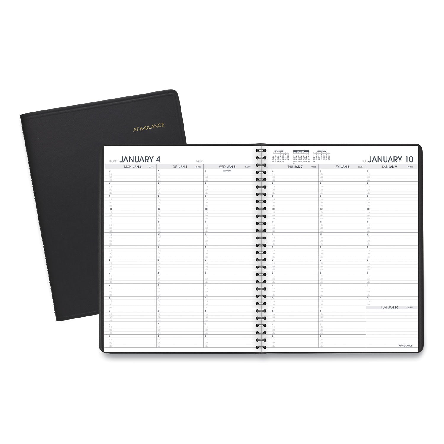 Weekly Appointment Book, 11 x 8.25, Black Cover, 13-Month (Jan to Jan): 2024 to 2025 -