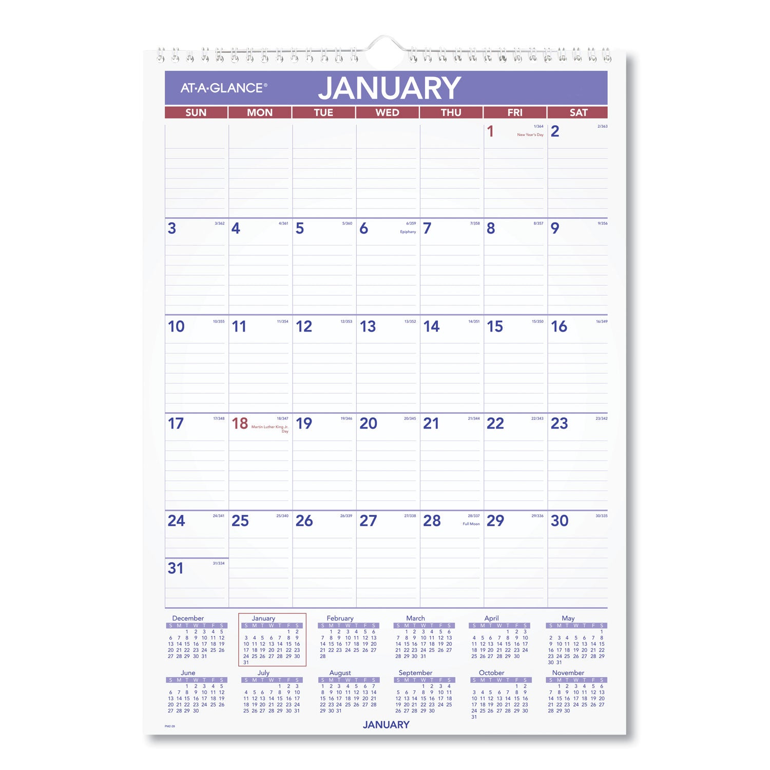 Monthly Wall Calendar with Ruled Daily Blocks, 12 x 17, White Sheets, 12-Month (Jan to Dec): 2024 -