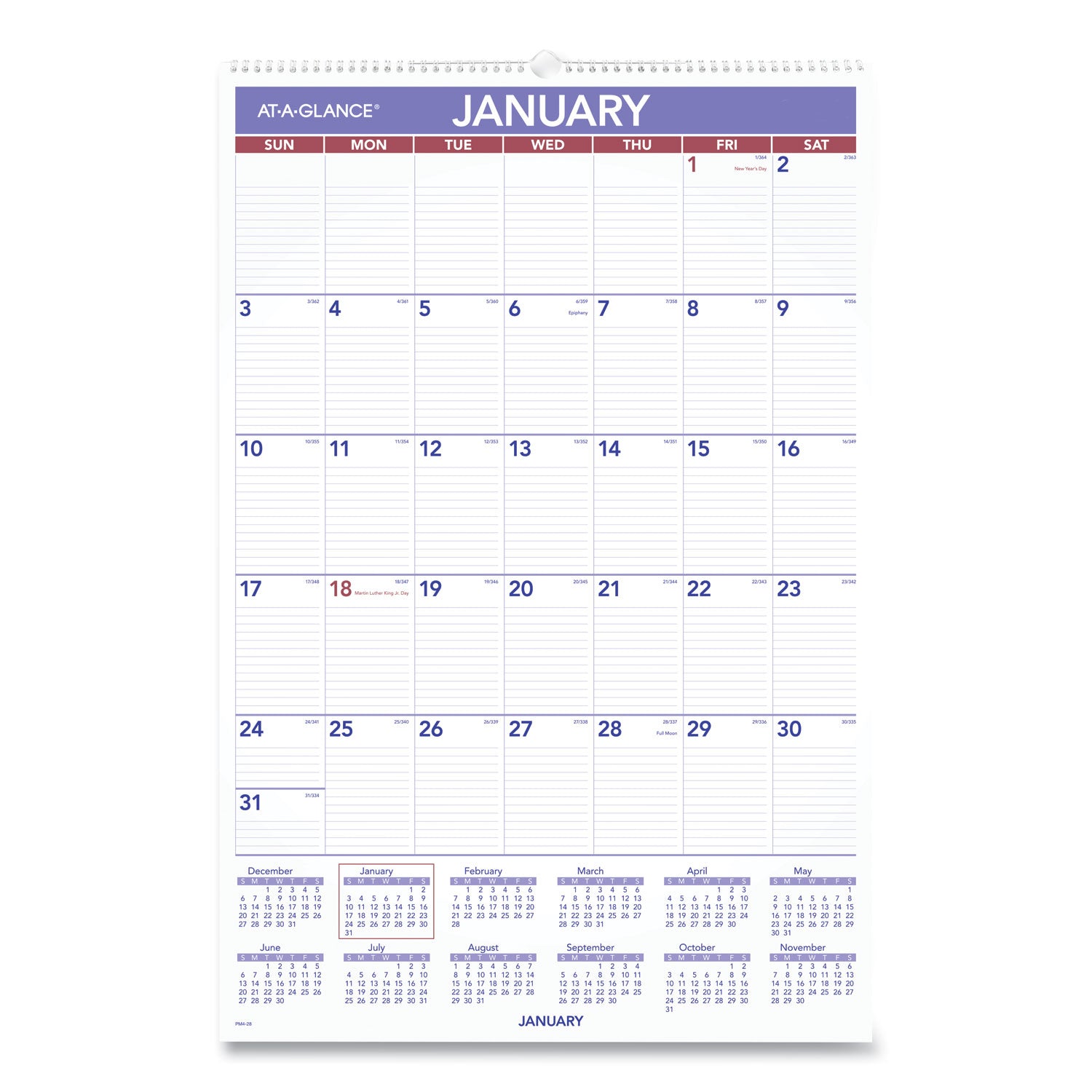 Monthly Wall Calendar with Ruled Daily Blocks, 20 x 30, White Sheets, 12-Month (Jan to Dec): 2024 -