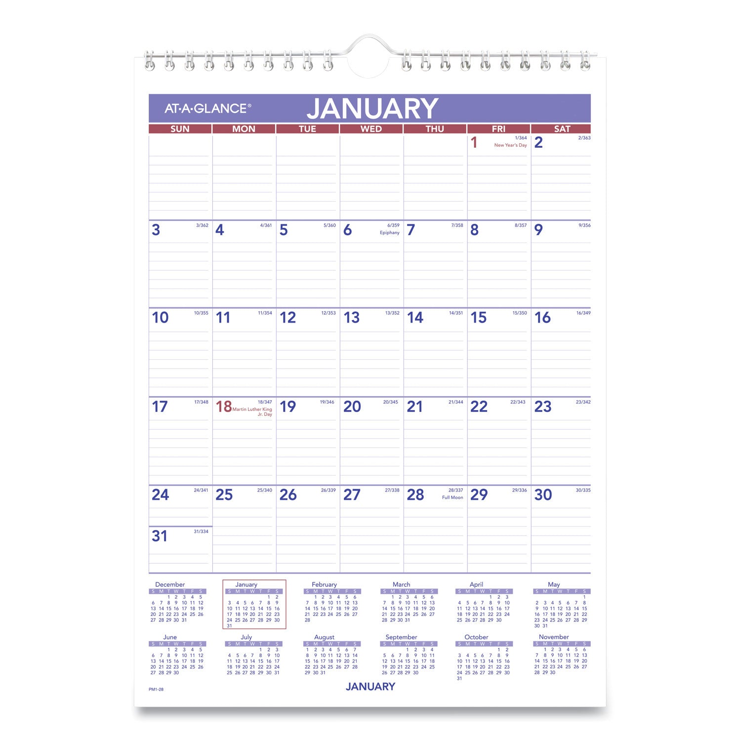 Monthly Wall Calendar with Ruled Daily Blocks, 8 x 11, White Sheets, 12-Month (Jan to Dec): 2024 -
