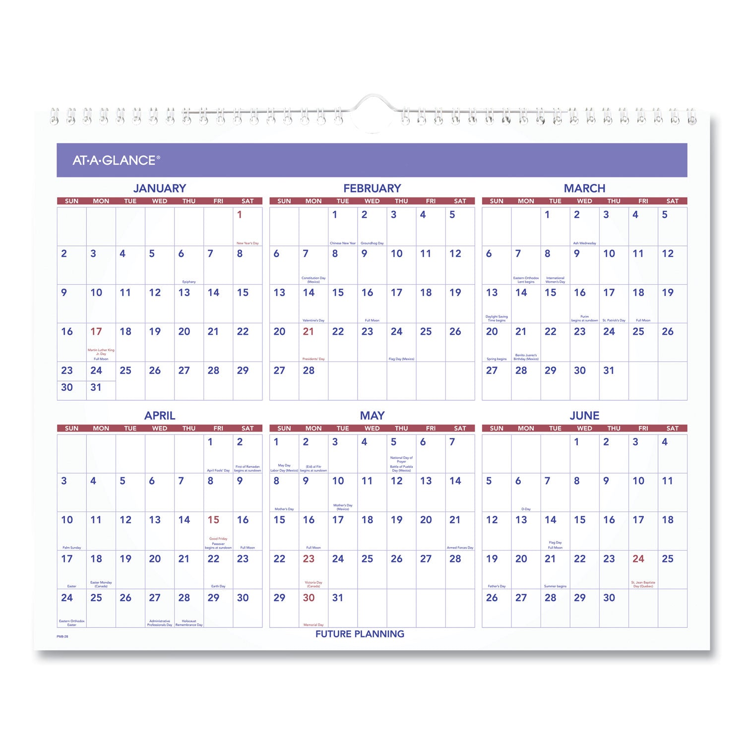 At-A-Glance Wall Calendar - Medium Size - Julian Dates - Monthly - 12 Month - January 2024 - December 2024 - 1 Week Single Page Layout - 15" x 12" White Sheet - 2" x 1.75" Block - Wire Bound - Paper, Chipboard - Hanging Loop, Ruled Daily Block, Easy - 2
