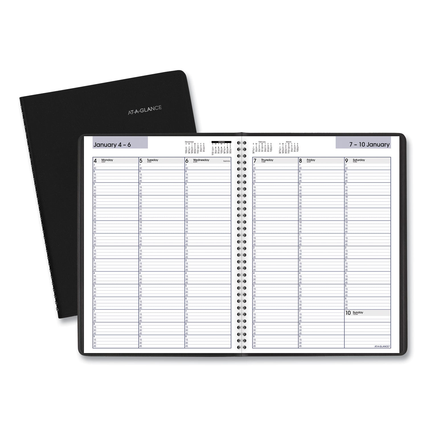 DayMinder Weekly Appointment Book, Vertical-Column Format, 11 x 8, Black Cover, 12-Month (Jan to Dec): 2024 -