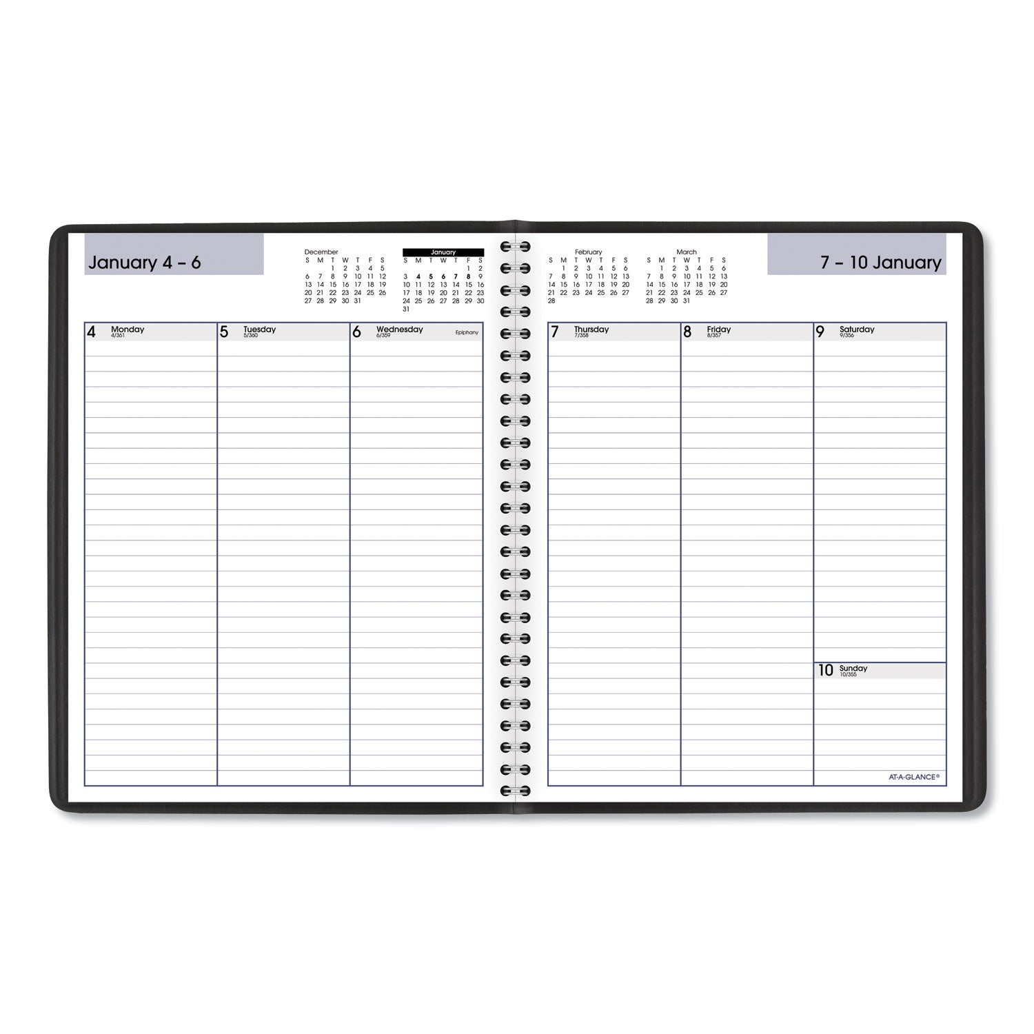 DayMinder Weekly Planner, Vertical-Column Format, 8.75 x 7, Black Cover, 12-Month (Jan to Dec): 2024 -