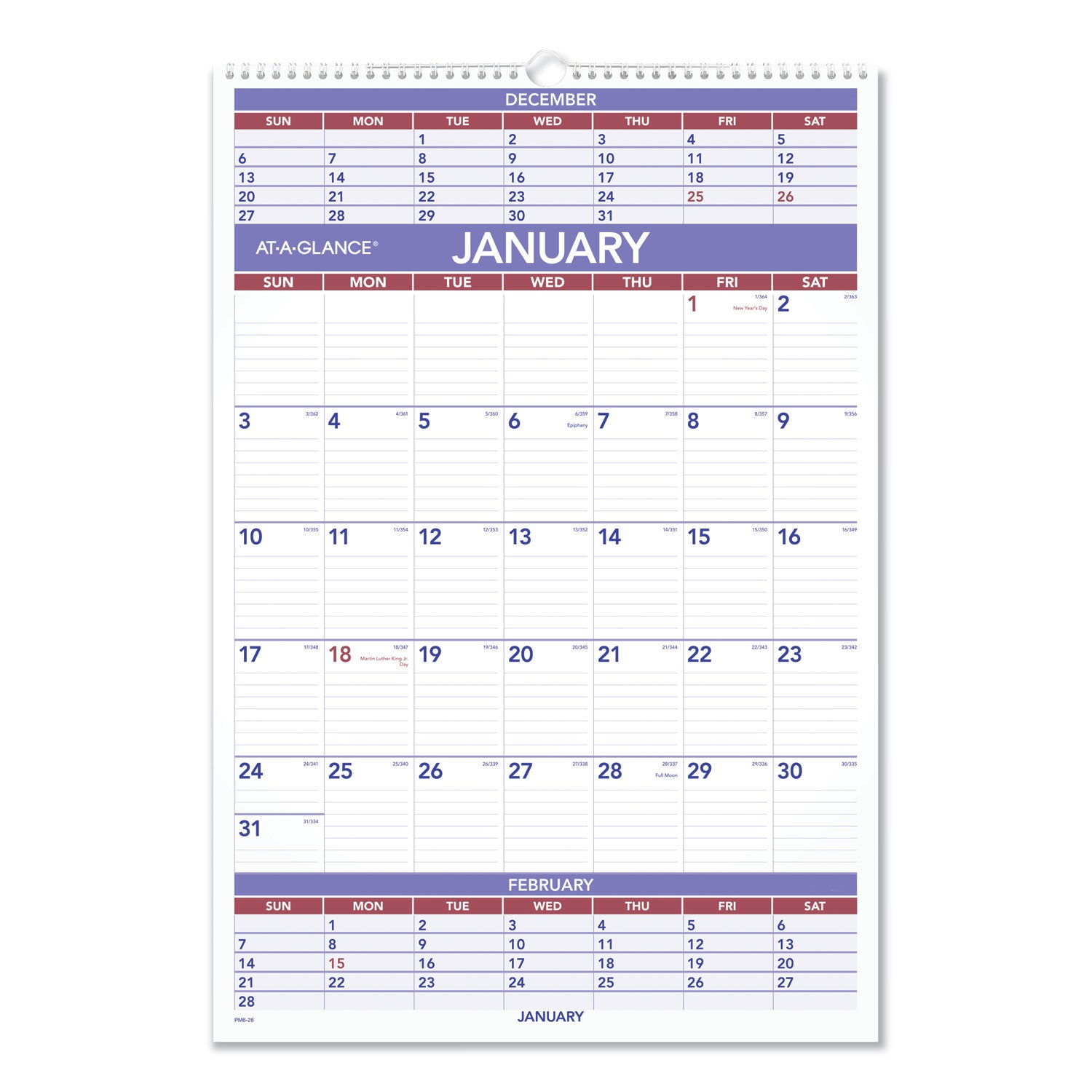 Three-Month Wall Calendar, 15.5 x 22.75, White Sheets, 12-Month (Jan to Dec): 2024 -
