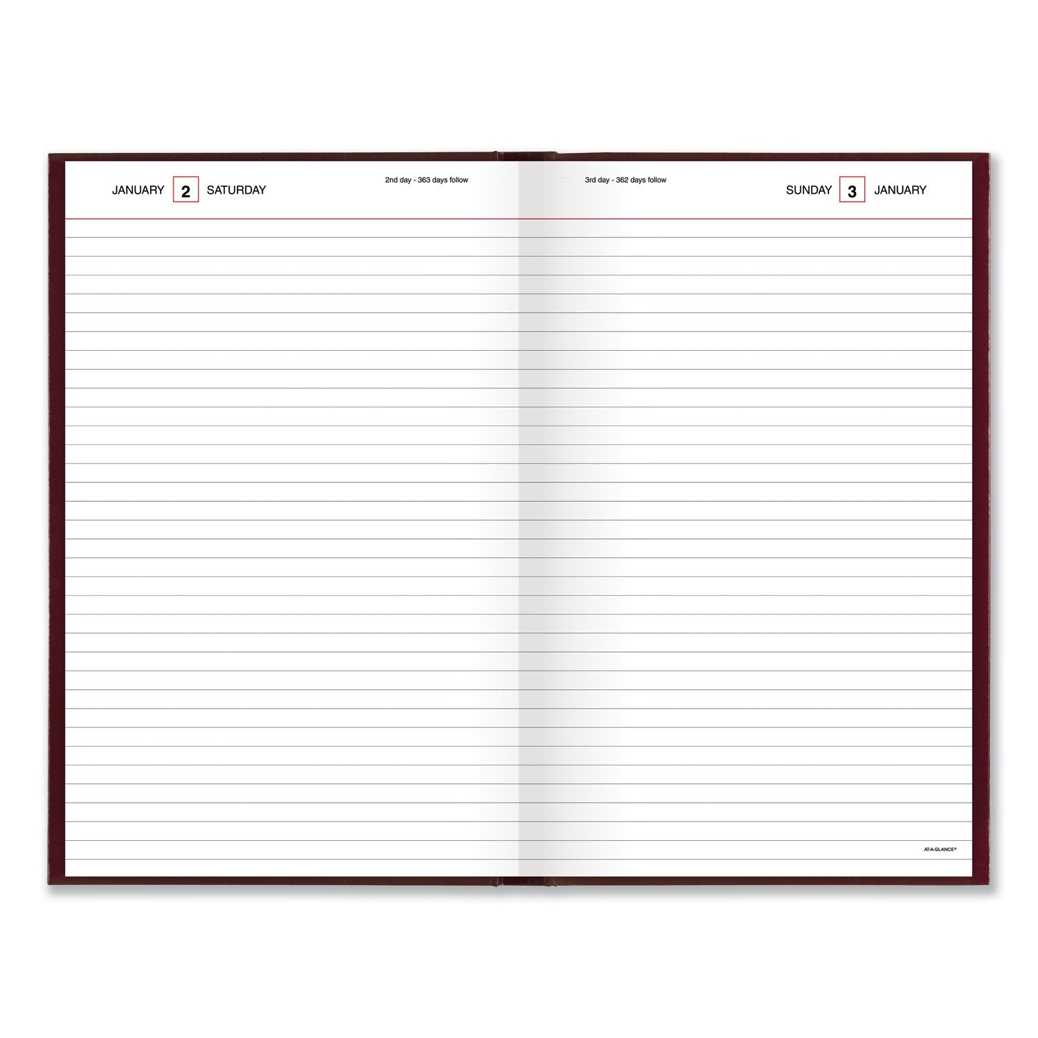 Standard Diary Daily Diary, 2024 Edition, Wide/Legal Rule, Red Cover, (200) 12 x 7.75 Sheets -