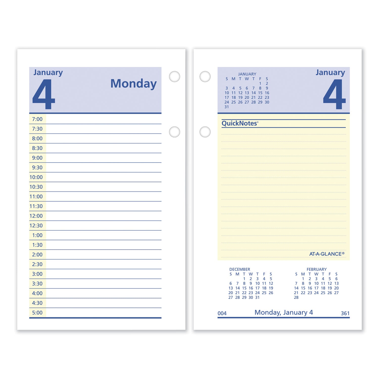 QuickNotes Desk Calendar Refill, 3.5 x 6, White/Yellow/Blue Sheets, 12-Month (Jan to Dec): 2024 - 1