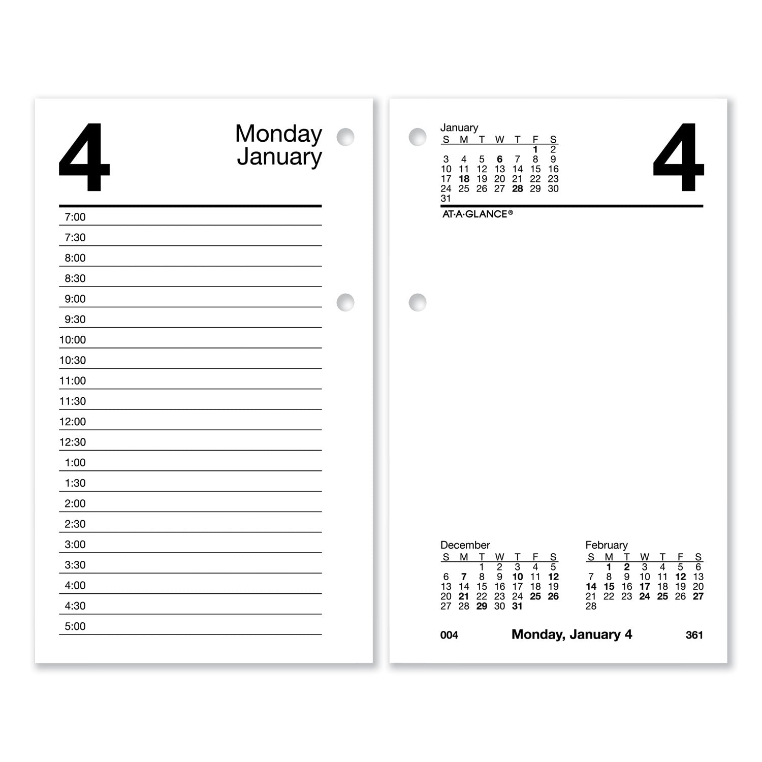 Desk Calendar Refill with Tabs, 3.5 x 6, White Sheets, 12-Month (Jan to Dec): 2024 - 1