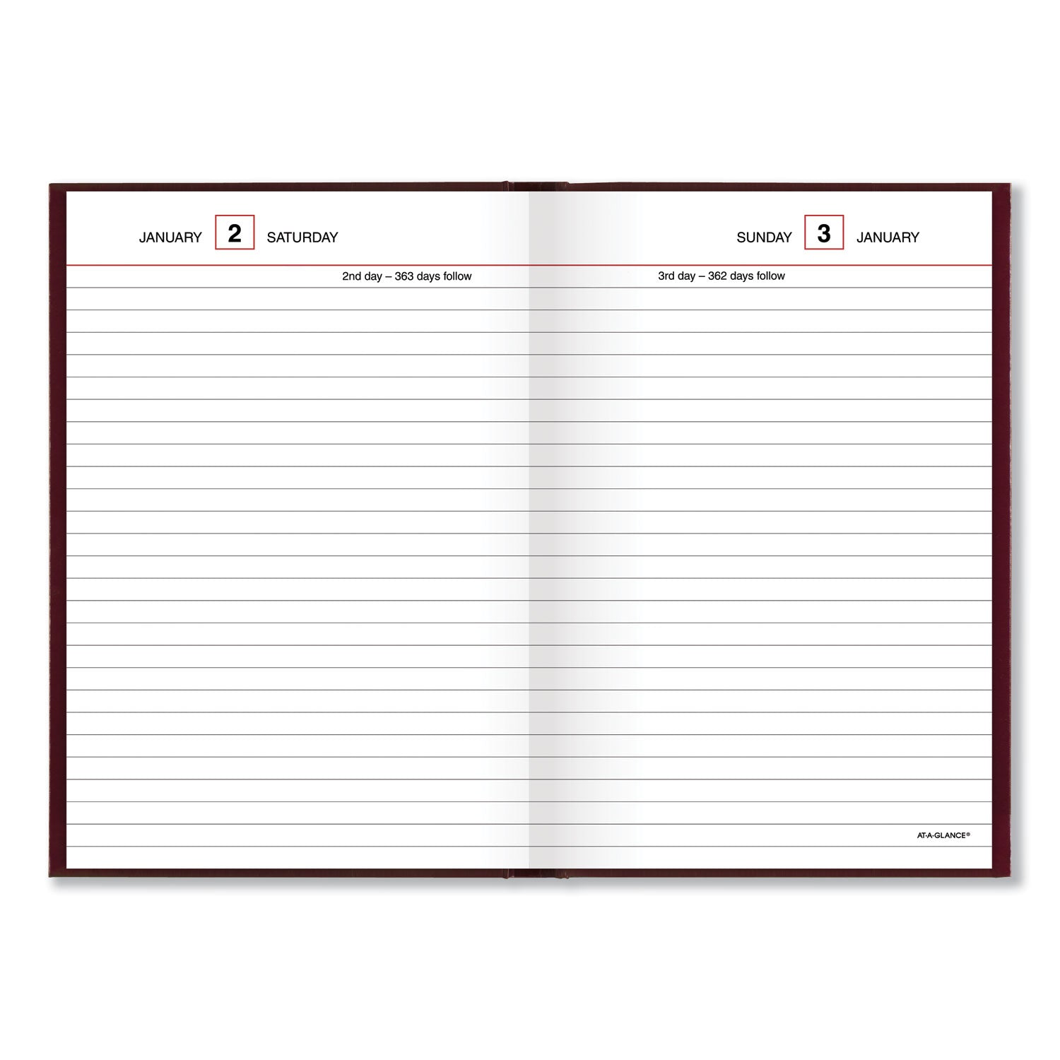 Standard Diary Daily Reminder Book, 2024 Edition, Medium/College Rule, Red Cover, (201) 7.5 x 5.13 Sheets -