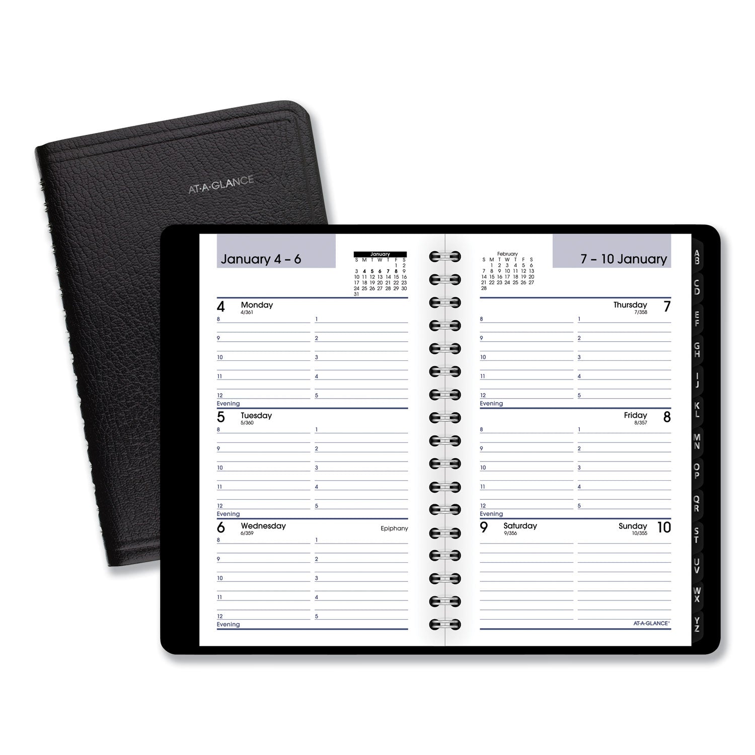 DayMinder Weekly Pocket Appointment Book with Telephone/Address Section, 6 x 3.5, Black Cover, 12-Month (Jan to Dec): 2024 -