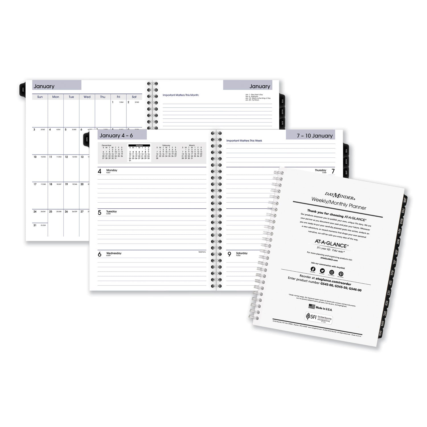 DayMinder Executive Weekly/Monthly Refill, 8.75 x 7, White Sheets, 12-Month (Jan to Dec): 2024 -