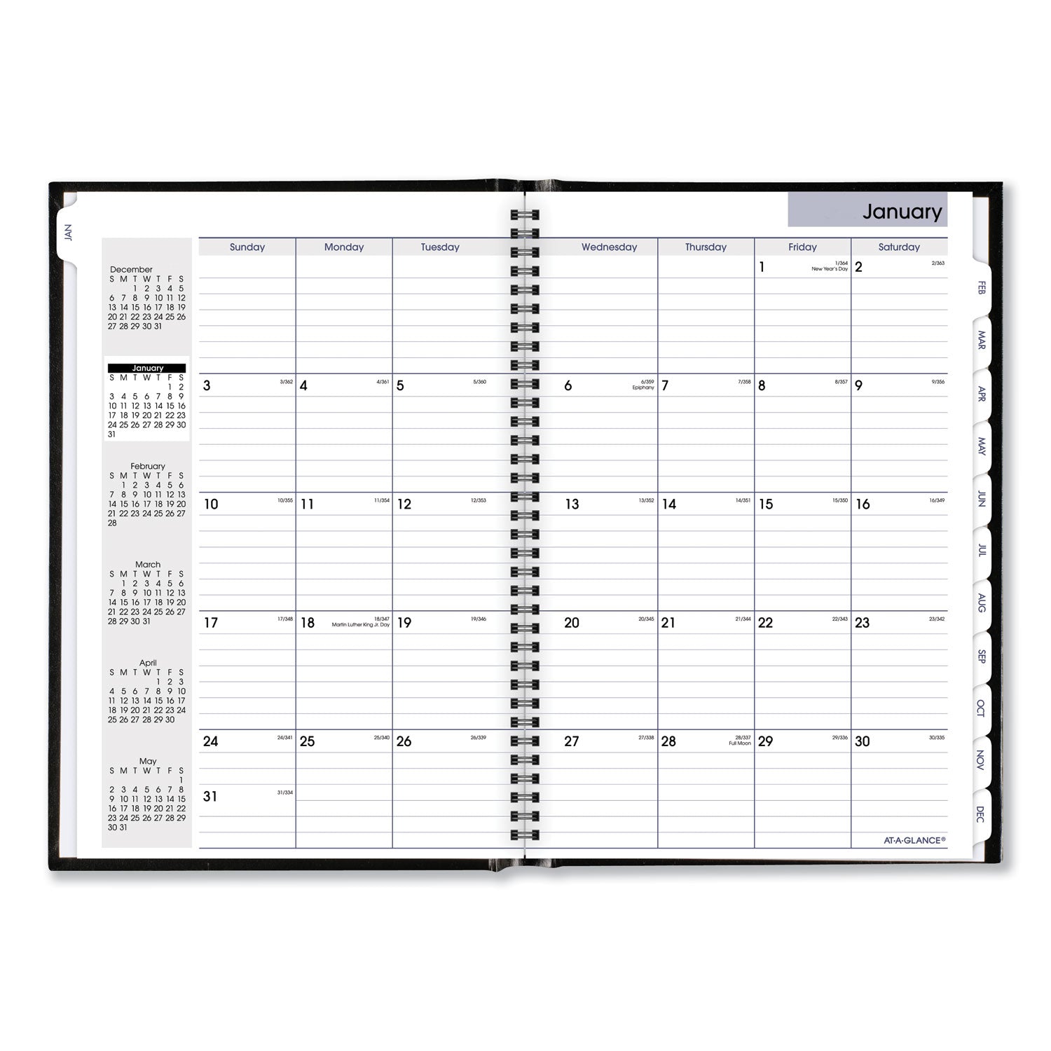 DayMinder Hard-Cover Monthly Planner, Ruled Blocks, 11.75 x 8, Black Cover, 14-Month (Dec to Jan): 2023 to 2025 -