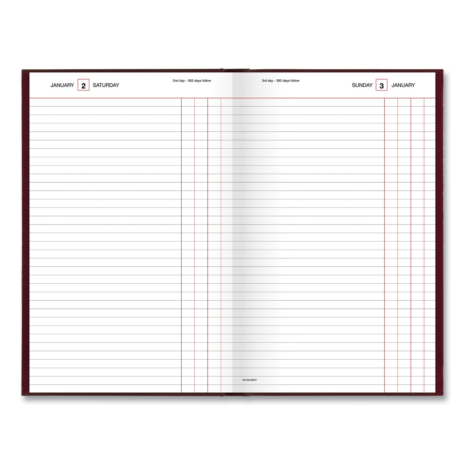 Standard Diary Daily Journal, 2024 Edition, Wide/Legal Rule, Red Cover, (210) 12 x 7.75 Sheets -