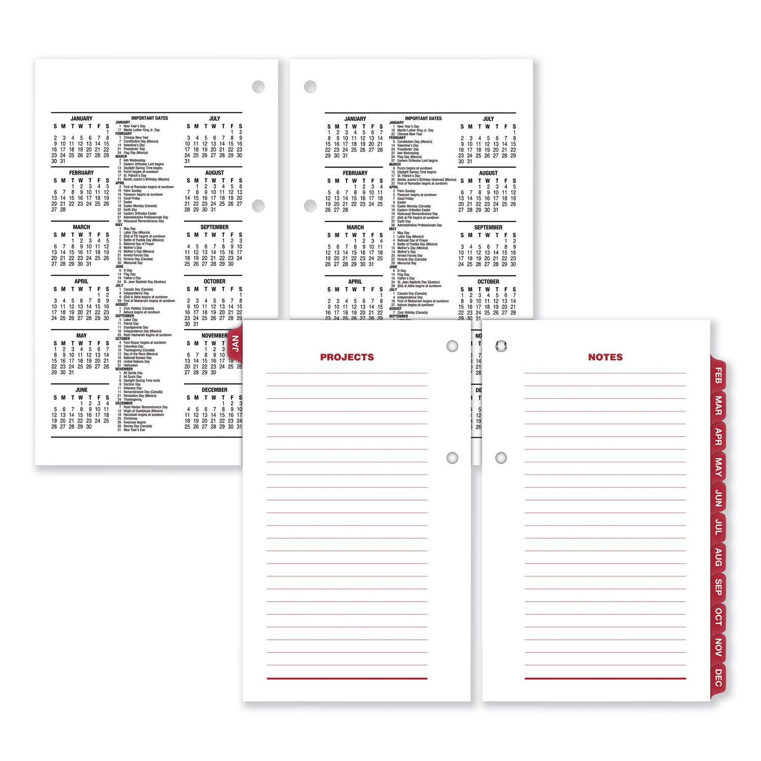 Desk Calendar Refill with Tabs, 3.5 x 6, White Sheets, 12-Month (Jan to Dec): 2024 - 2