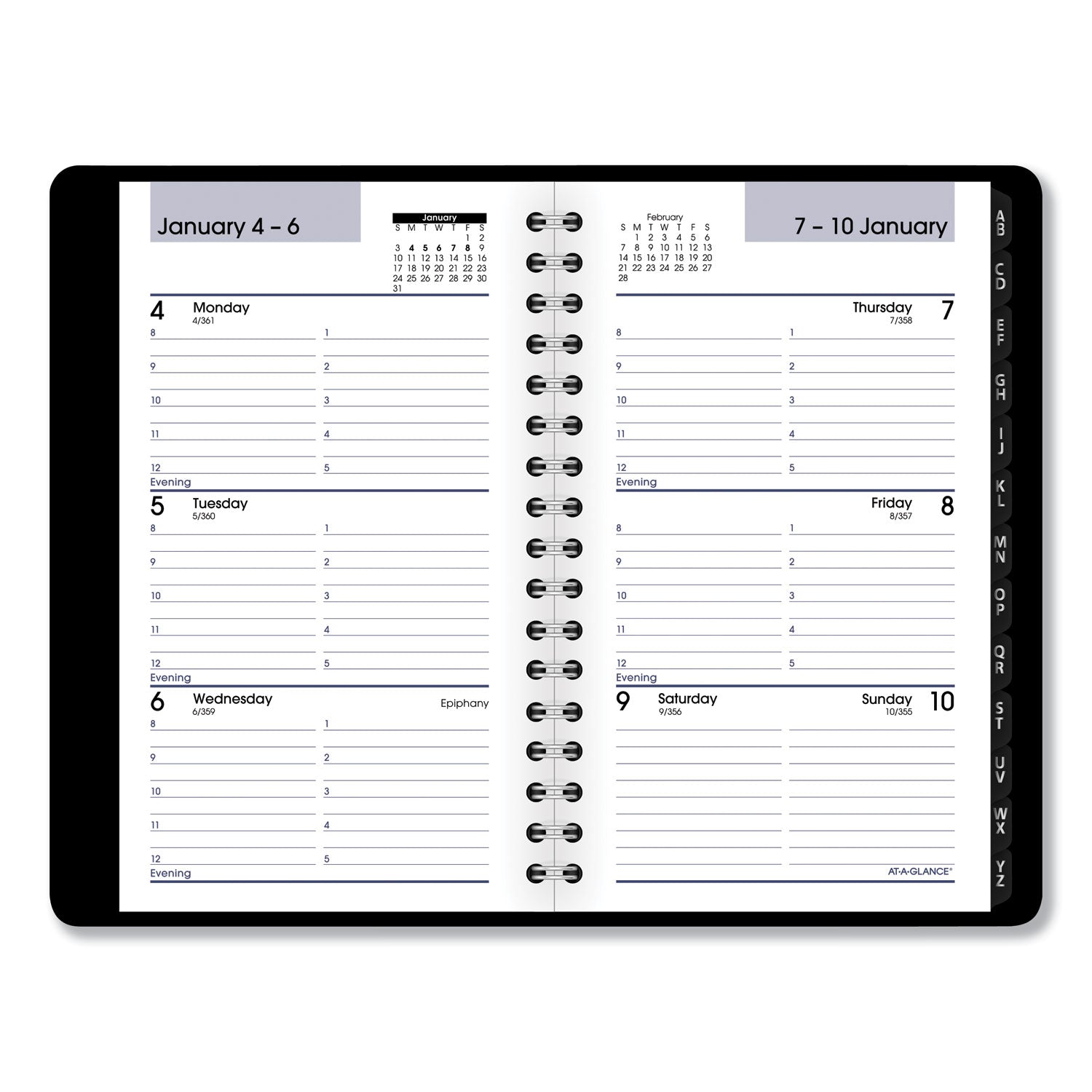 DayMinder Weekly Pocket Appointment Book with Telephone/Address Section, 6 x 3.5, Black Cover, 12-Month (Jan to Dec): 2024 -