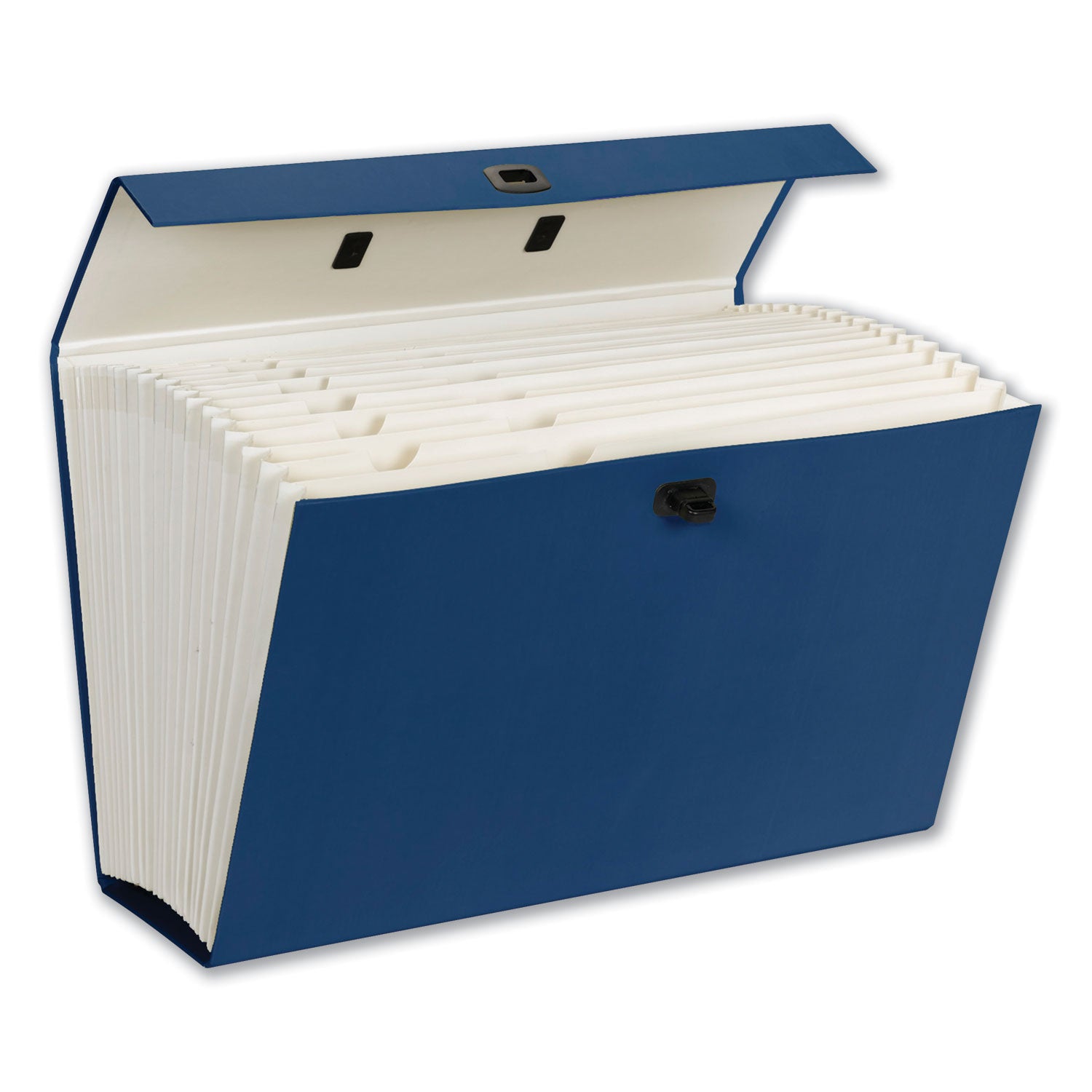 Expanding File Box, 16.63" Expansion, 19 Sections, Twist-Lock Latch Closure, 2/5-Cut Tabs, Legal Size, Blue -
