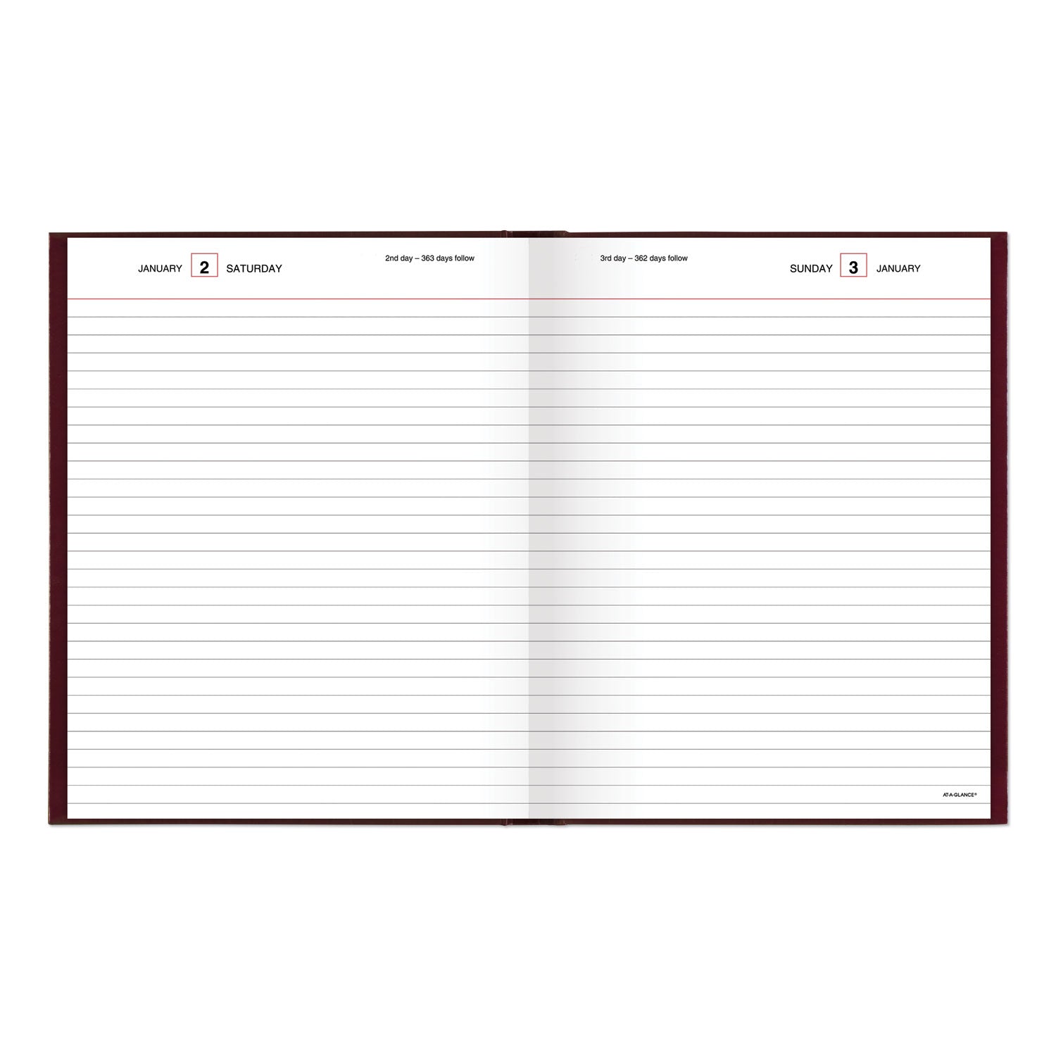 Standard Diary Daily Diary, 2024 Edition, Medium/College Rule, Red Cover, (200) 9.5 x 7.5 Sheets -