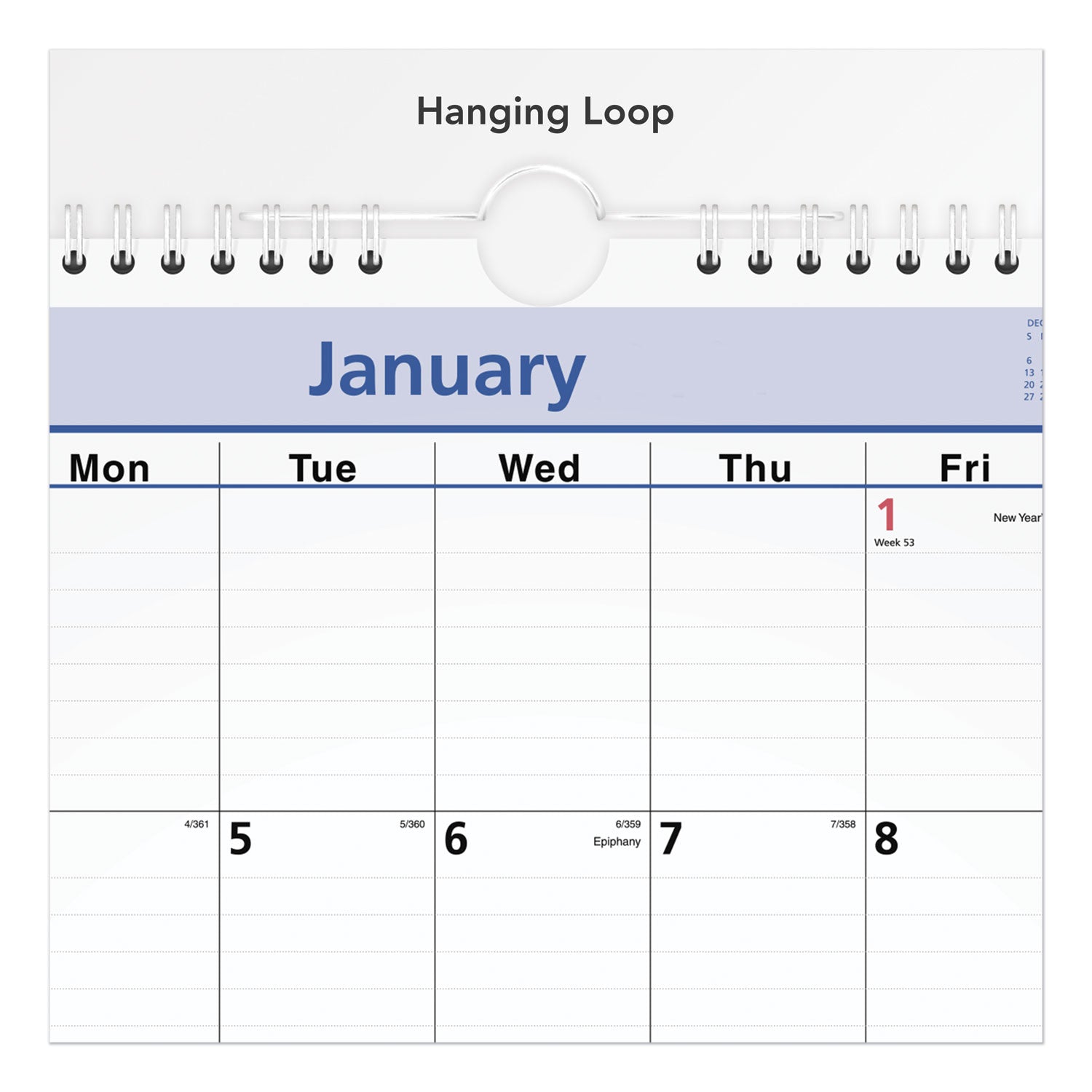 QuickNotes Wall Calendar, 12 x 17, White/Blue/Yellow Sheets, 12-Month (Jan to Dec): 2024 - 2