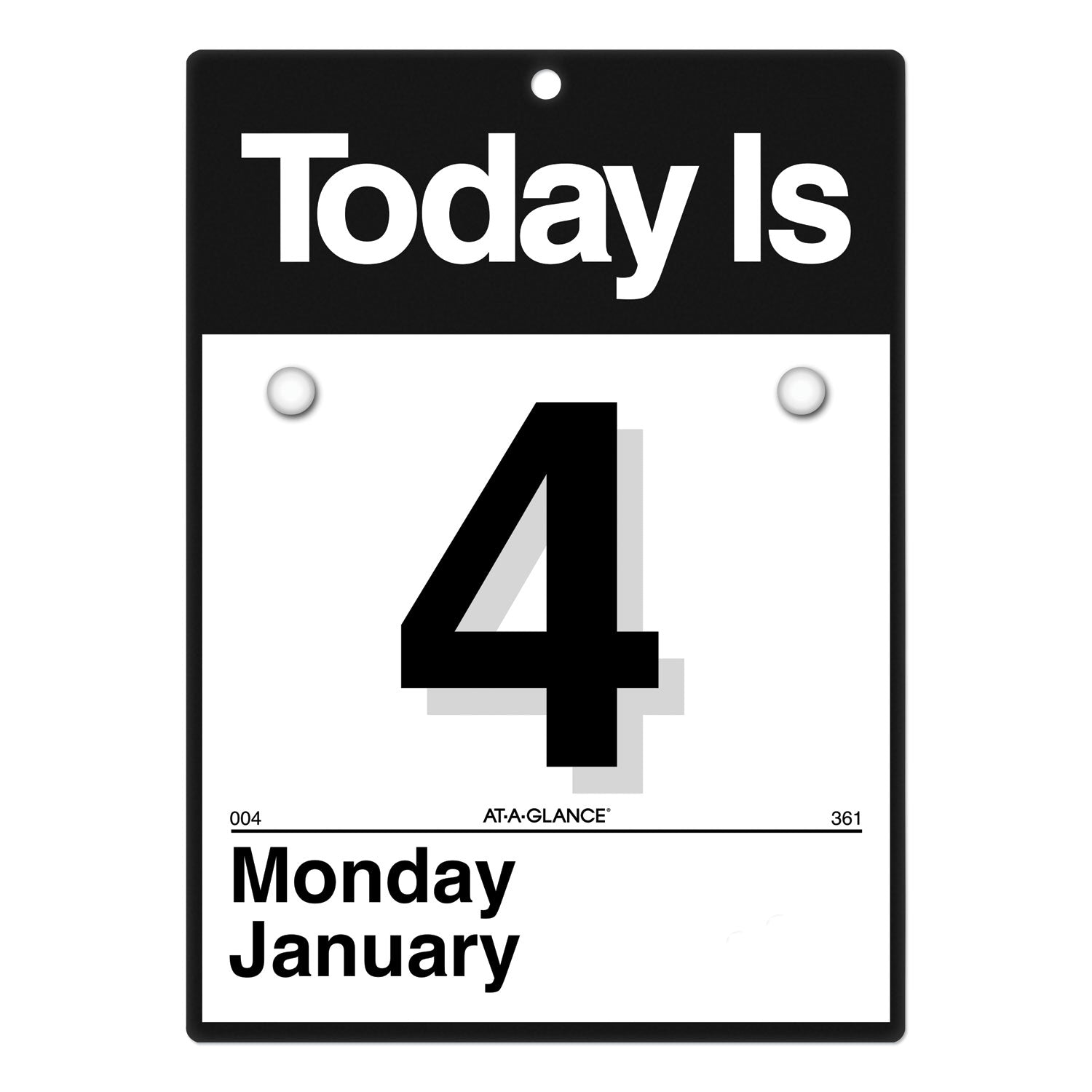 At-A-Glance "Today Is"Wall Calendar - Small Size - Julian Dates - Daily - 12 Month - January 2024 - December 2024 - 1 Day Single Page Layout - 6" x 6" White Sheet - White - Poly, Paper - Eyelet, Unruled Daily Block - 1 Each - 1