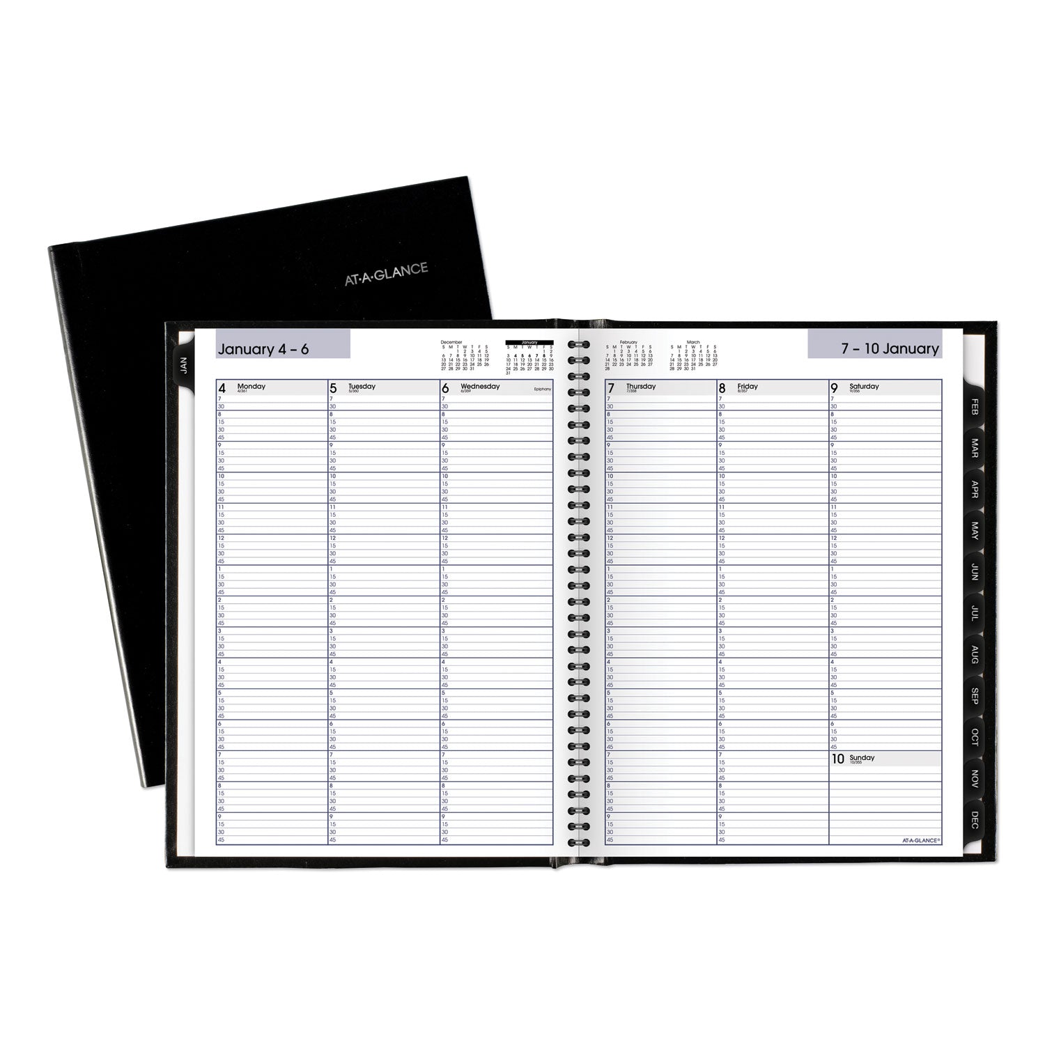 At-A-Glance DayMinder Premiere Appointment Book Planner - Large Size - Julian Dates - Weekly - 12 Month - January 2024 - December 2024 - 7:00 AM to 9:45 PM - Quarter-hourly, 7:00 AM to 6:45 PM - Saturday - 1 Week Double Page Layout - 8" x 11" White S - 1