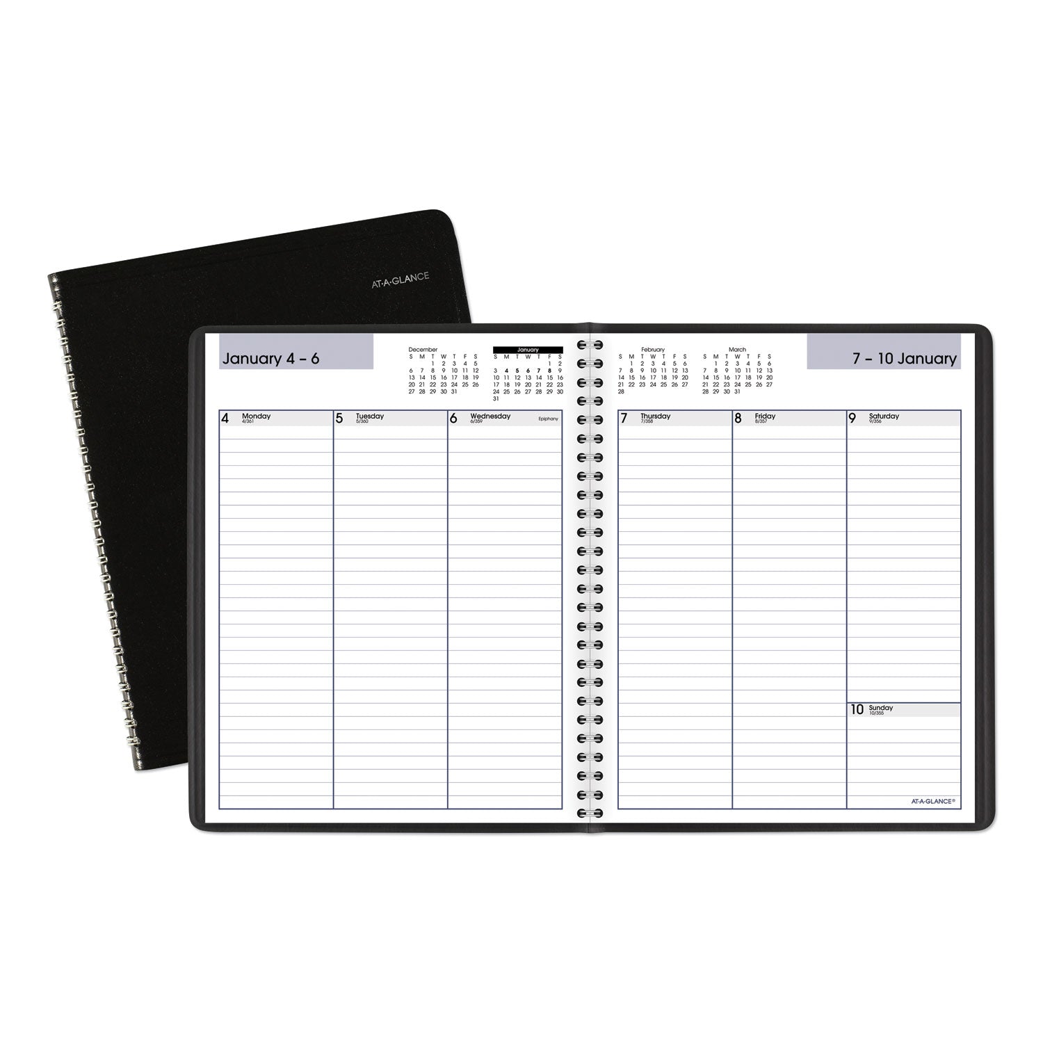 DayMinder Weekly Planner, Vertical-Column Format, 8.75 x 7, Black Cover, 12-Month (Jan to Dec): 2024 -