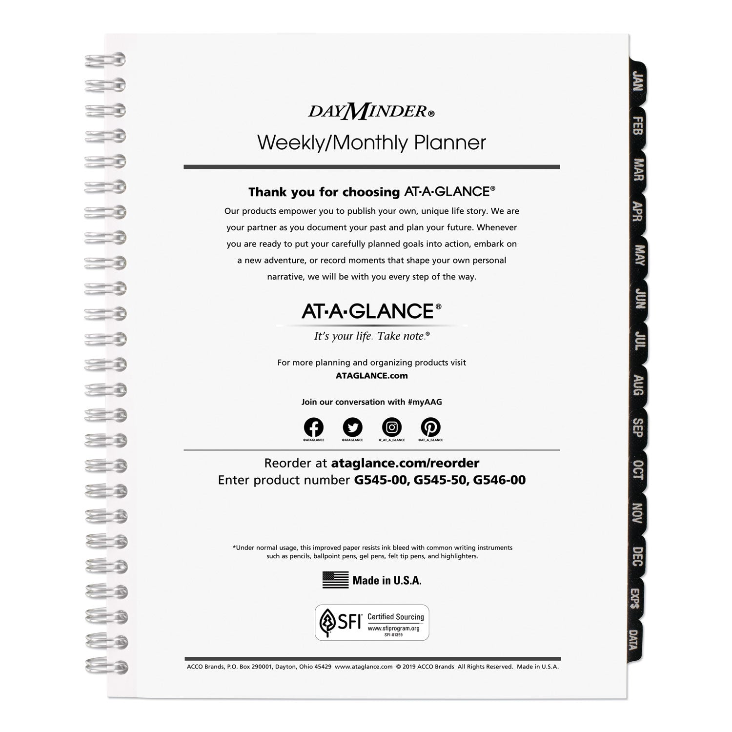 DayMinder Executive Weekly/Monthly Refill, 8.75 x 7, White Sheets, 12-Month (Jan to Dec): 2024 -