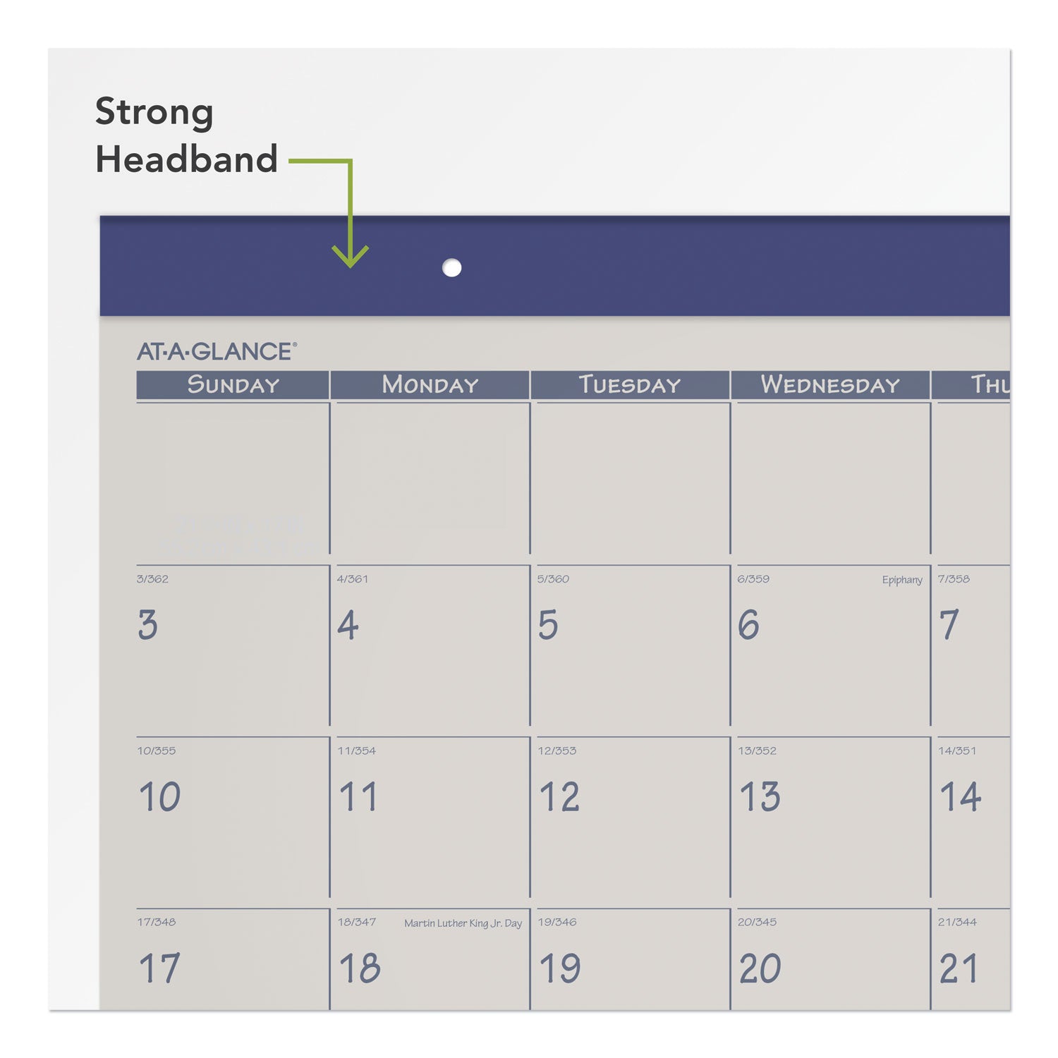 Fashion Color Desk Pad, 22 x 17, Stone/Blue Sheets, Blue Binding, Clear Corners, 12-Month (Jan to Dec): 2024 -
