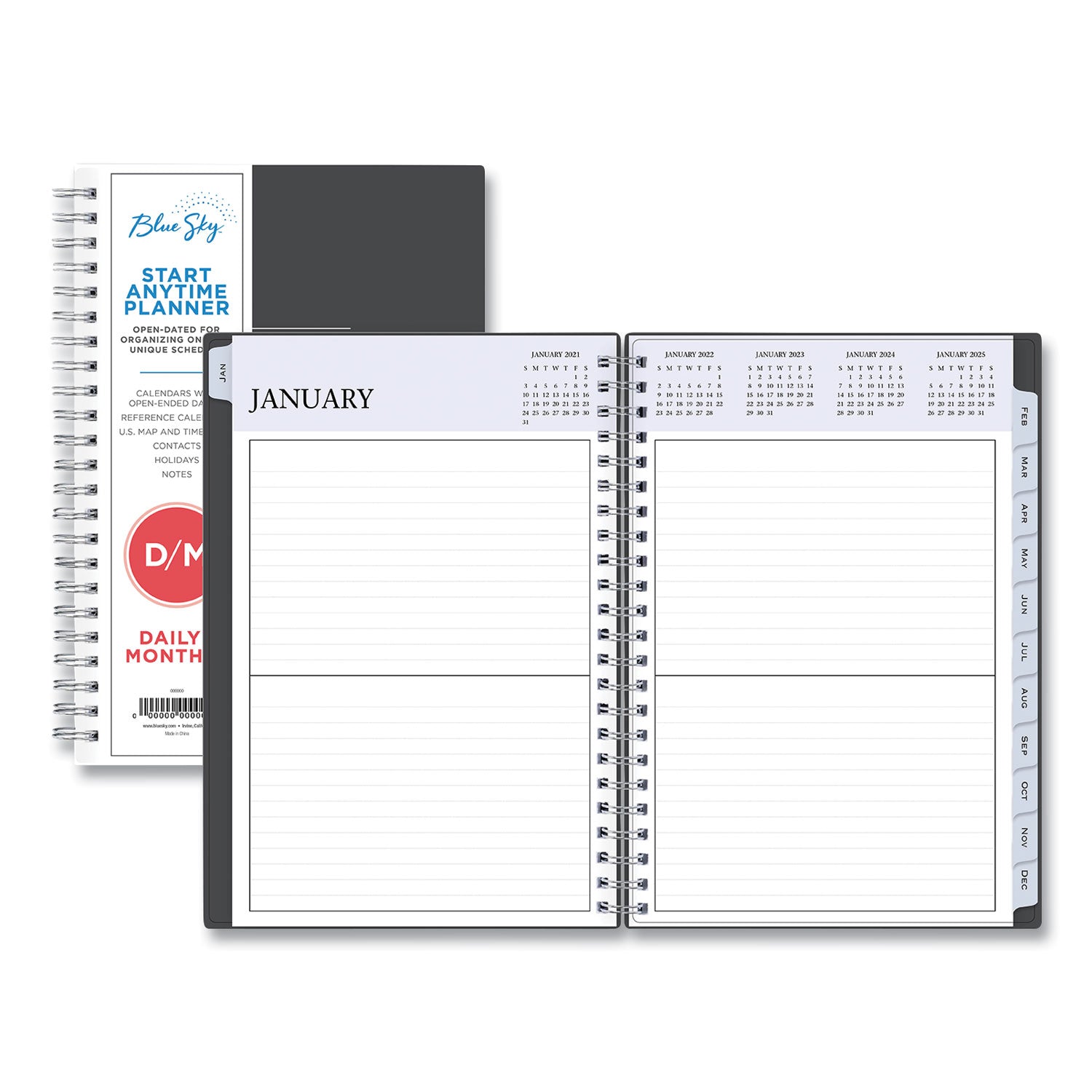 passages-non-dated-perpetual-daily-planner-85-x-55-black-cover-60-month-jan-to-dec-2021-to-2025_bls113565 - 1
