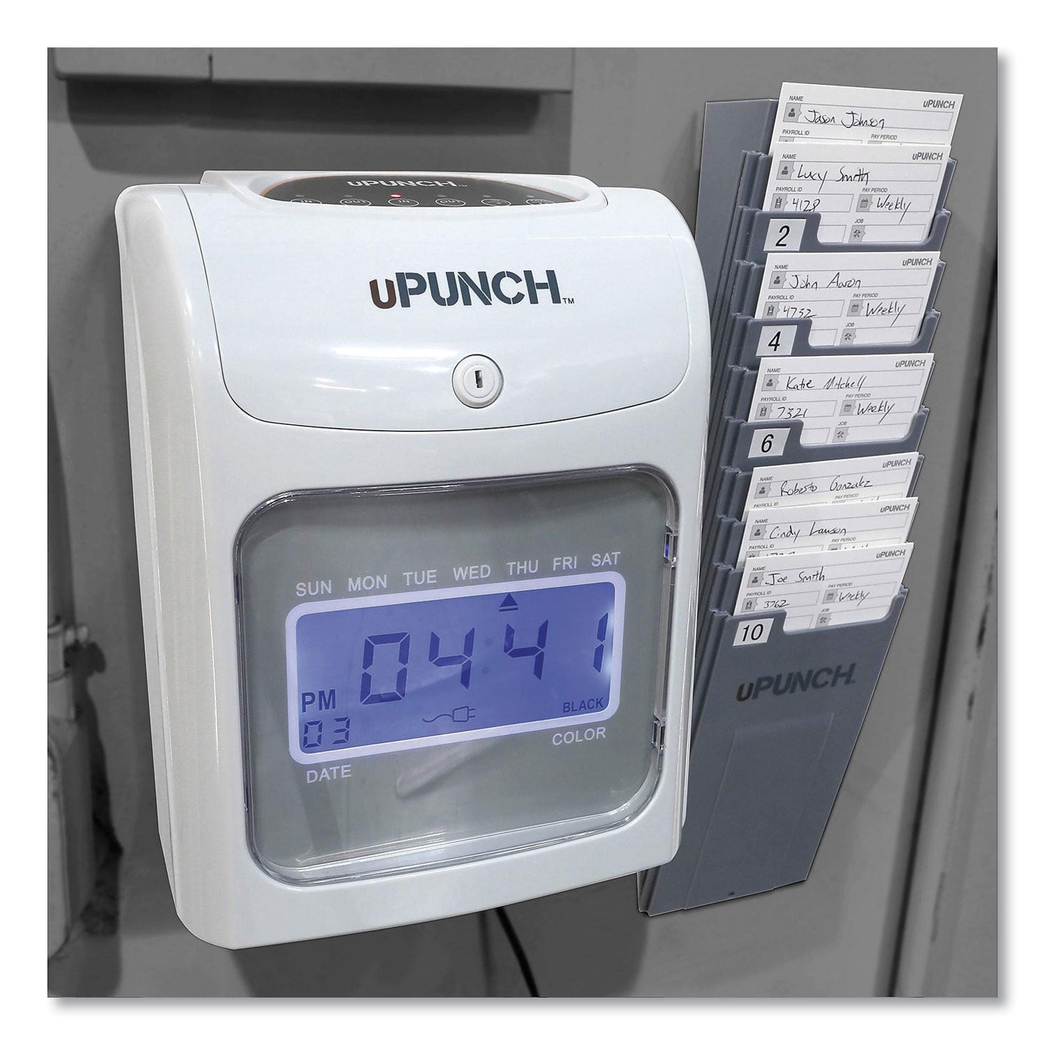 ub2000-electronic-calculating-time-clock-bundle-lcd-display-gray_ppzub2000 - 1