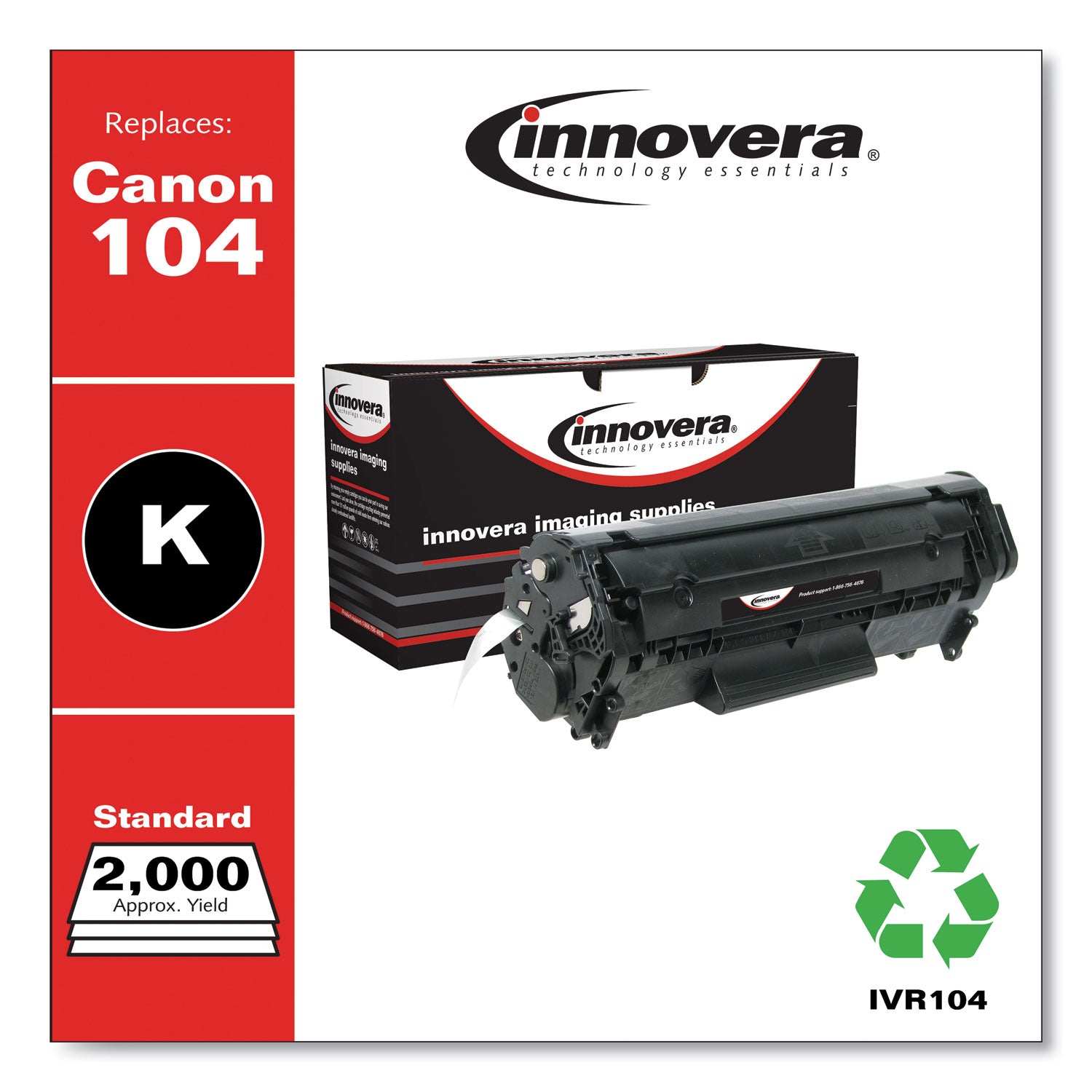Remanufactured Black Toner, Replacement for 104 (0263B001AA), 2,000 Page-Yield -