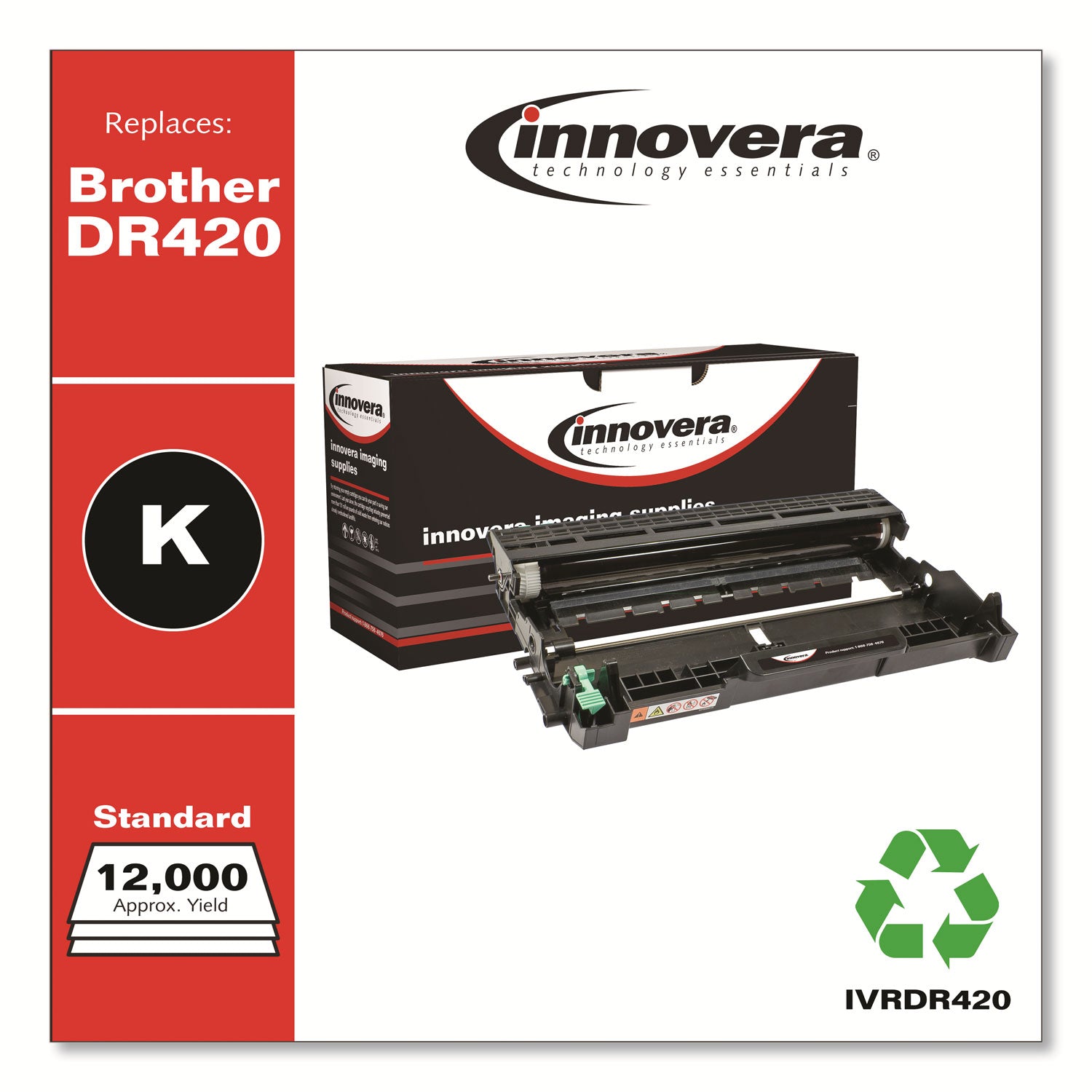 Remanufactured Black Drum Unit, Replacement for DR420, 12,000 Page-Yield -