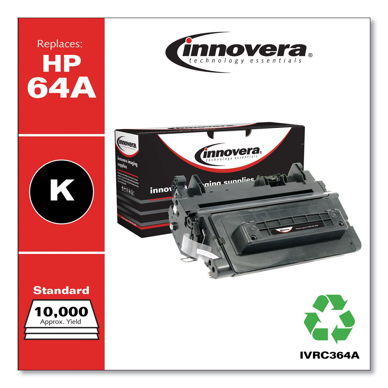 Remanufactured Black Toner, Replacement for 64A (CC364A), 10,000 Page-Yield -