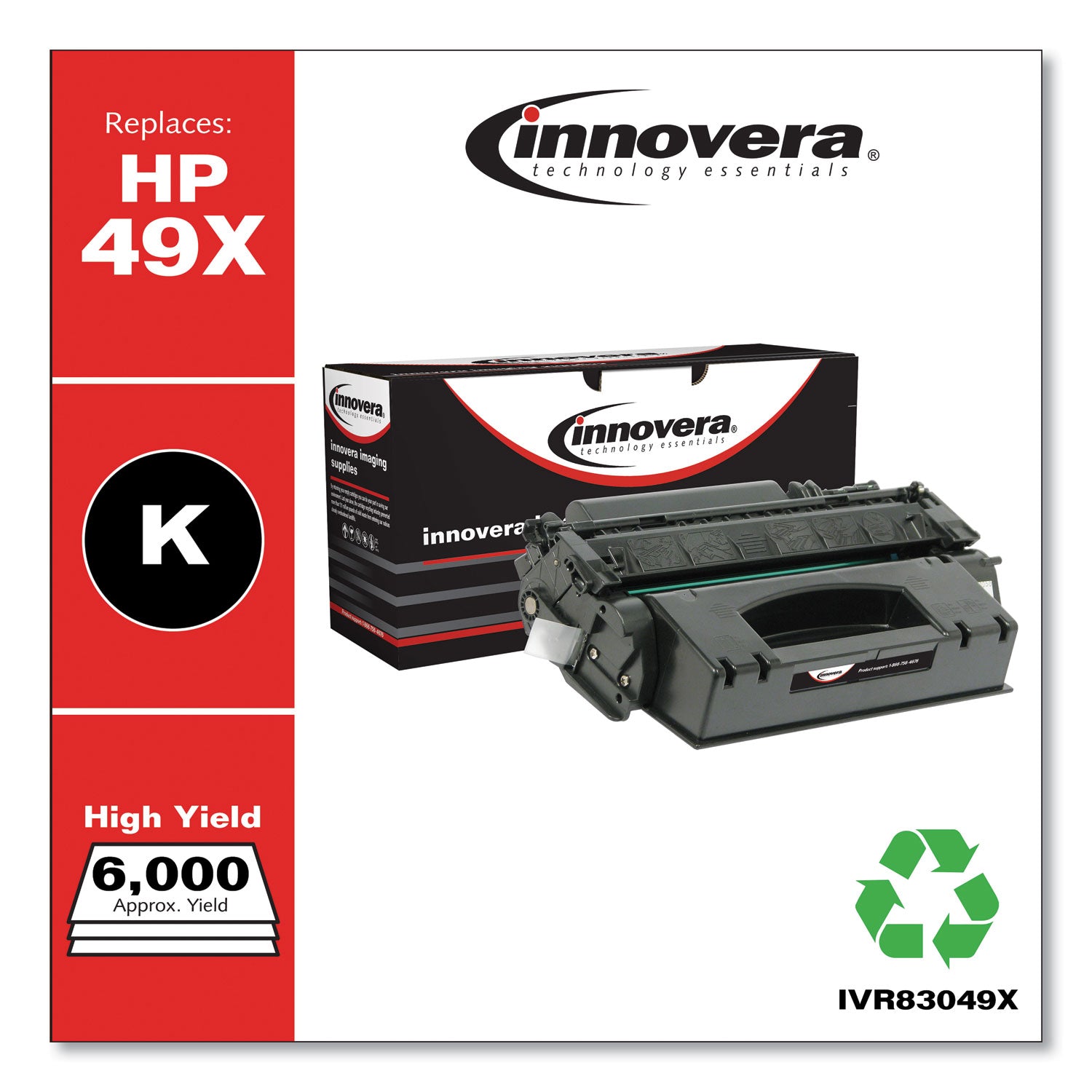 Remanufactured Black High-Yield Toner, Replacement for 49X (Q5949X), 6,000 Page-Yield -