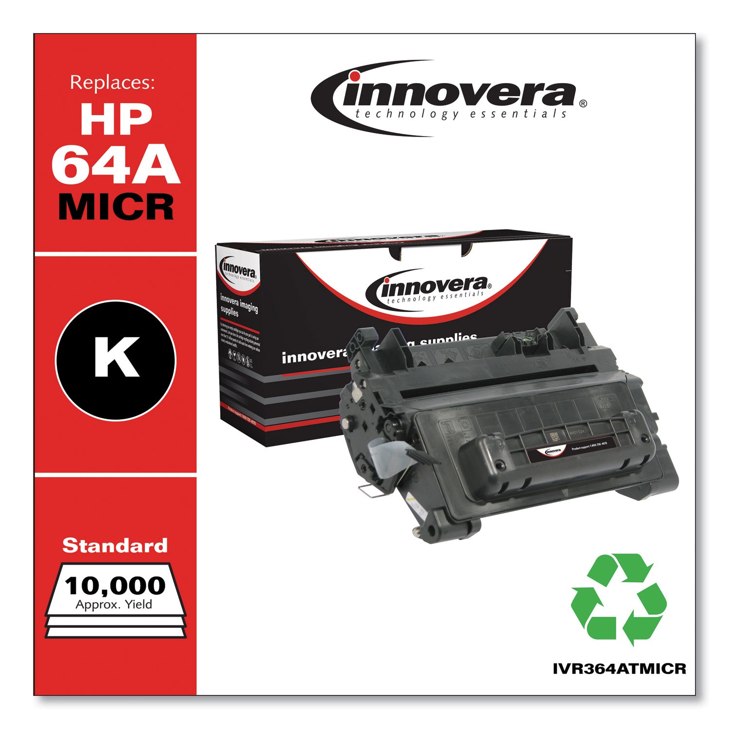 Remanufactured Black MICR Toner, Replacement for 64AM (CC364AM), 10,000 Page-Yield -