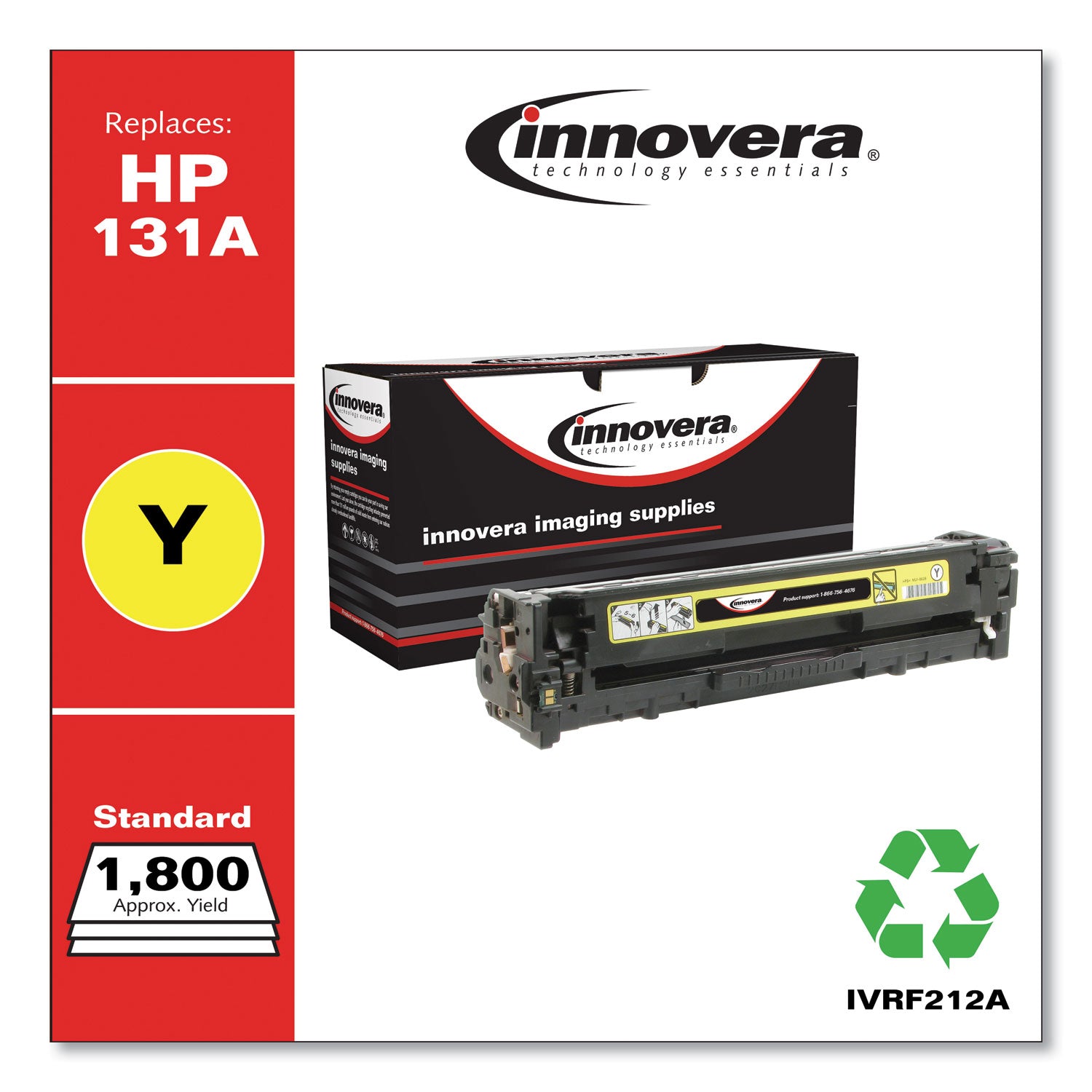 Remanufactured Yellow Toner, Replacement for 131A (CF212A), 1,800 Page-Yield -